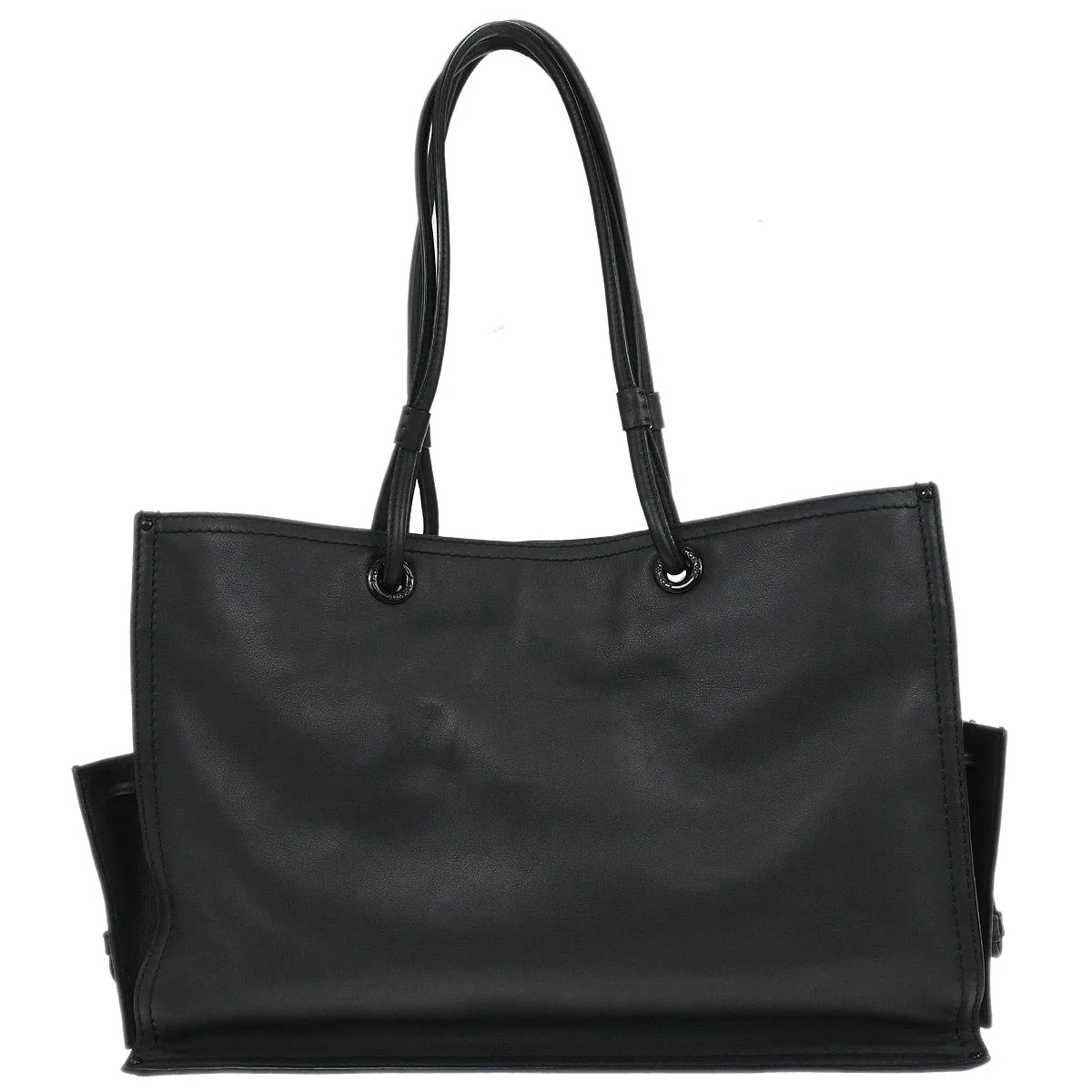 Loewe * Black Leather Shopper Tote Handbag - Image 2