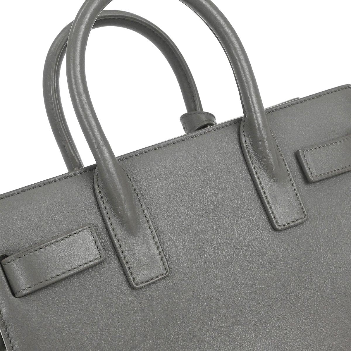 Saint Laurent Gray Calfskin Sac de Jour 2way Shoulder Handbag - Image 10