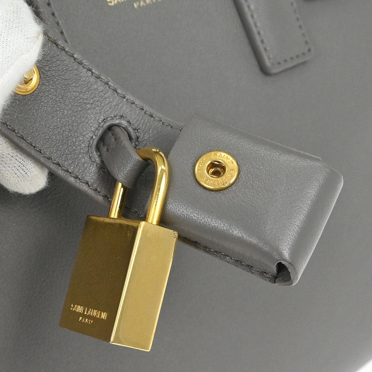 Saint Laurent Gray Calfskin Sac de Jour 2way Shoulder Handbag - Image 5