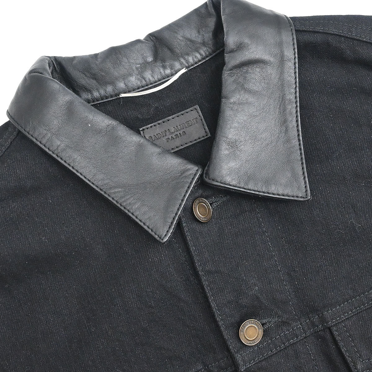 Saint Laurent 2018 Single Breasted Denim Jacket Black #M - Image 4