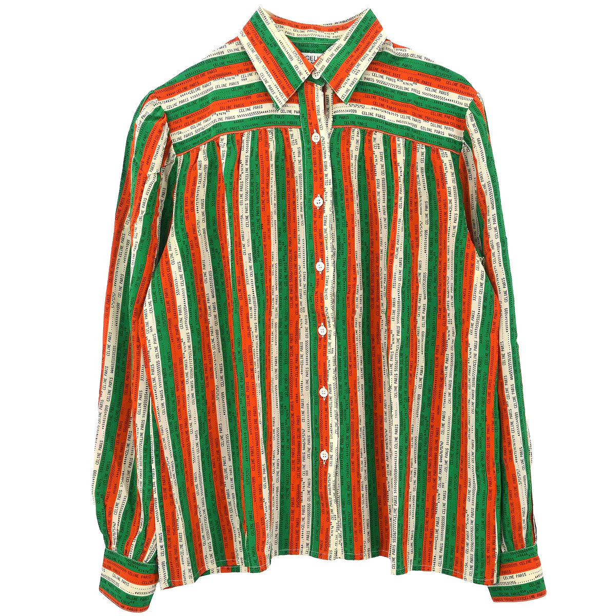 Celine Blouse Shirt Orange Green #40