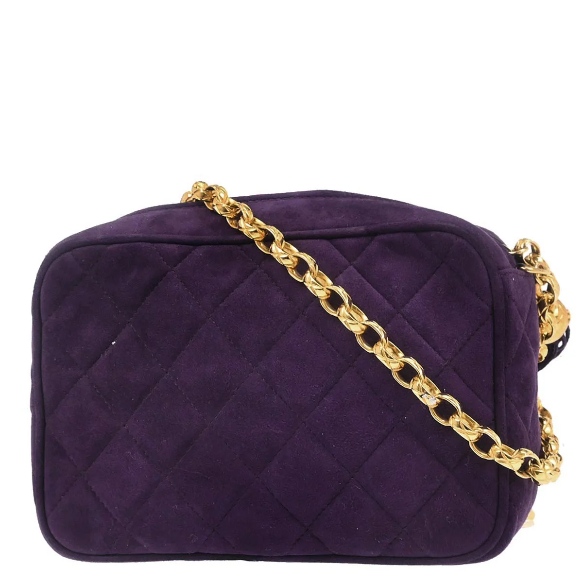 Chanel Purple Suede Camera Bag Mini - Image 2