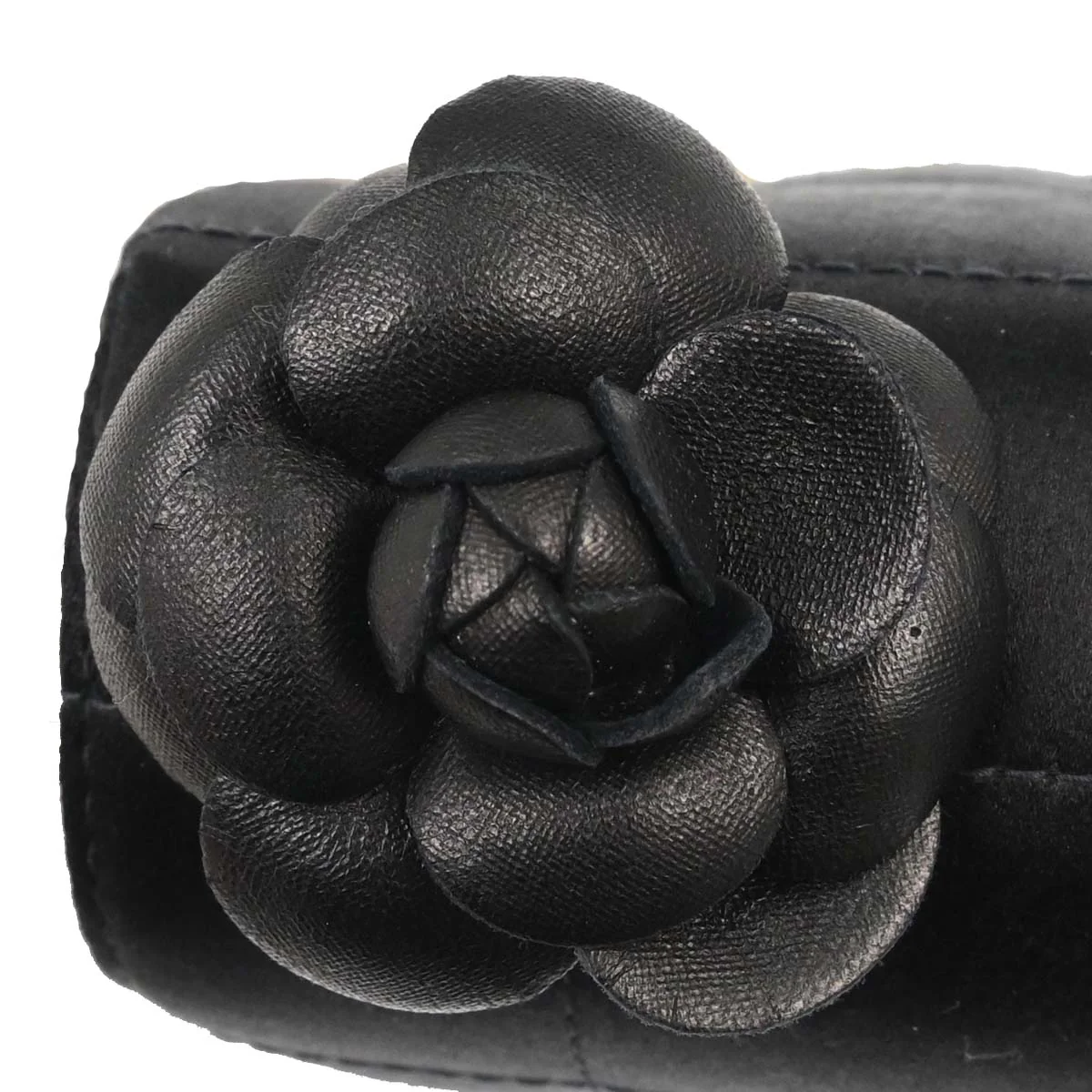 Chanel Black Satin Camellia Choco Bar Shoulder Bag - Image 6