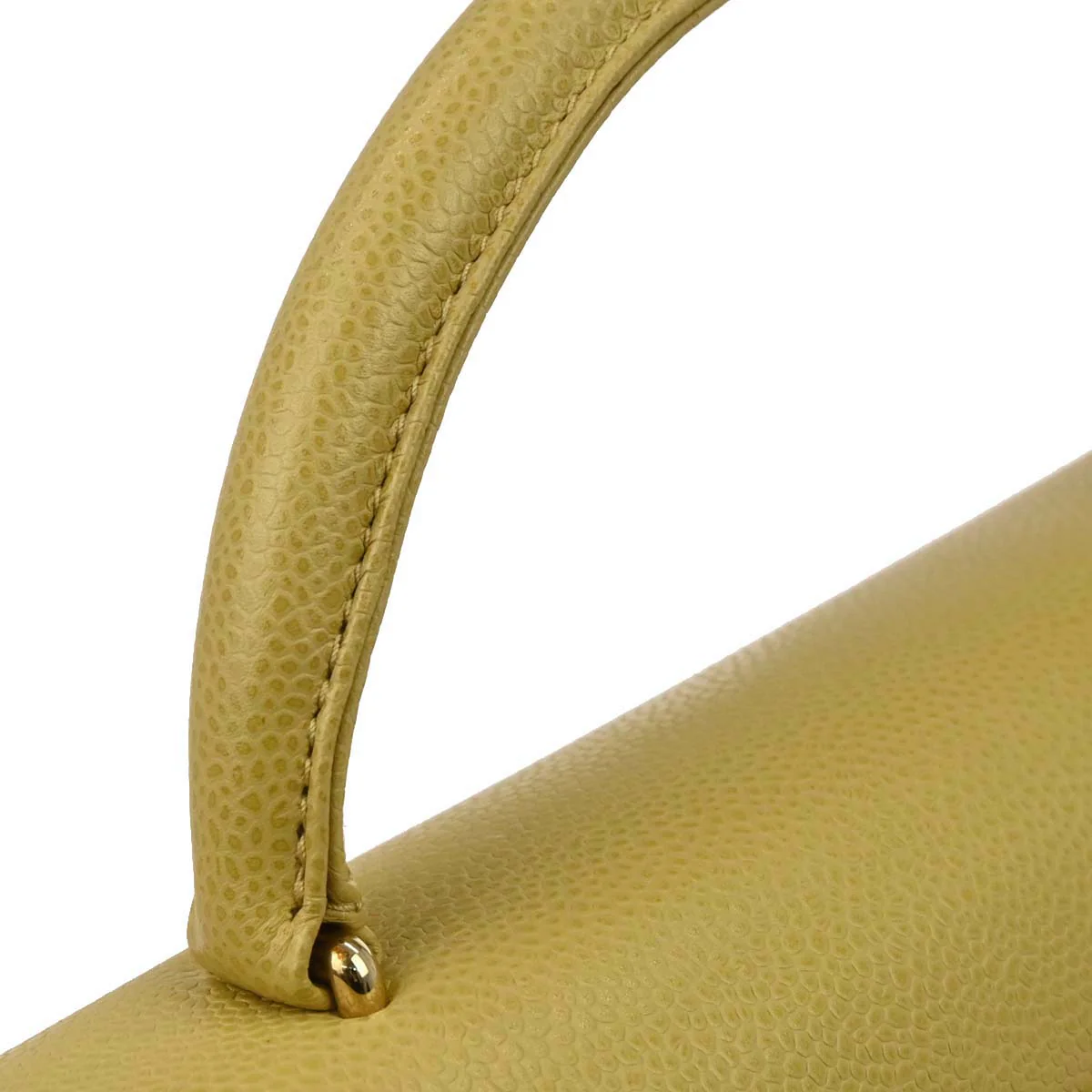 Chanel 1997-1999 Yellow Caviar Skin Kelly Top Handle Handbag - Image 4