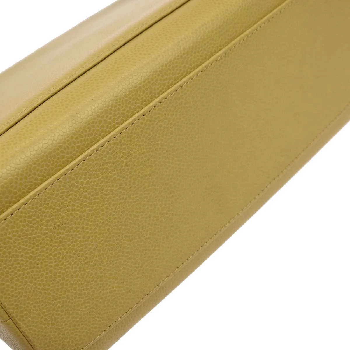 Chanel 1997-1999 Yellow Caviar Skin Kelly Top Handle Handbag - Image 6