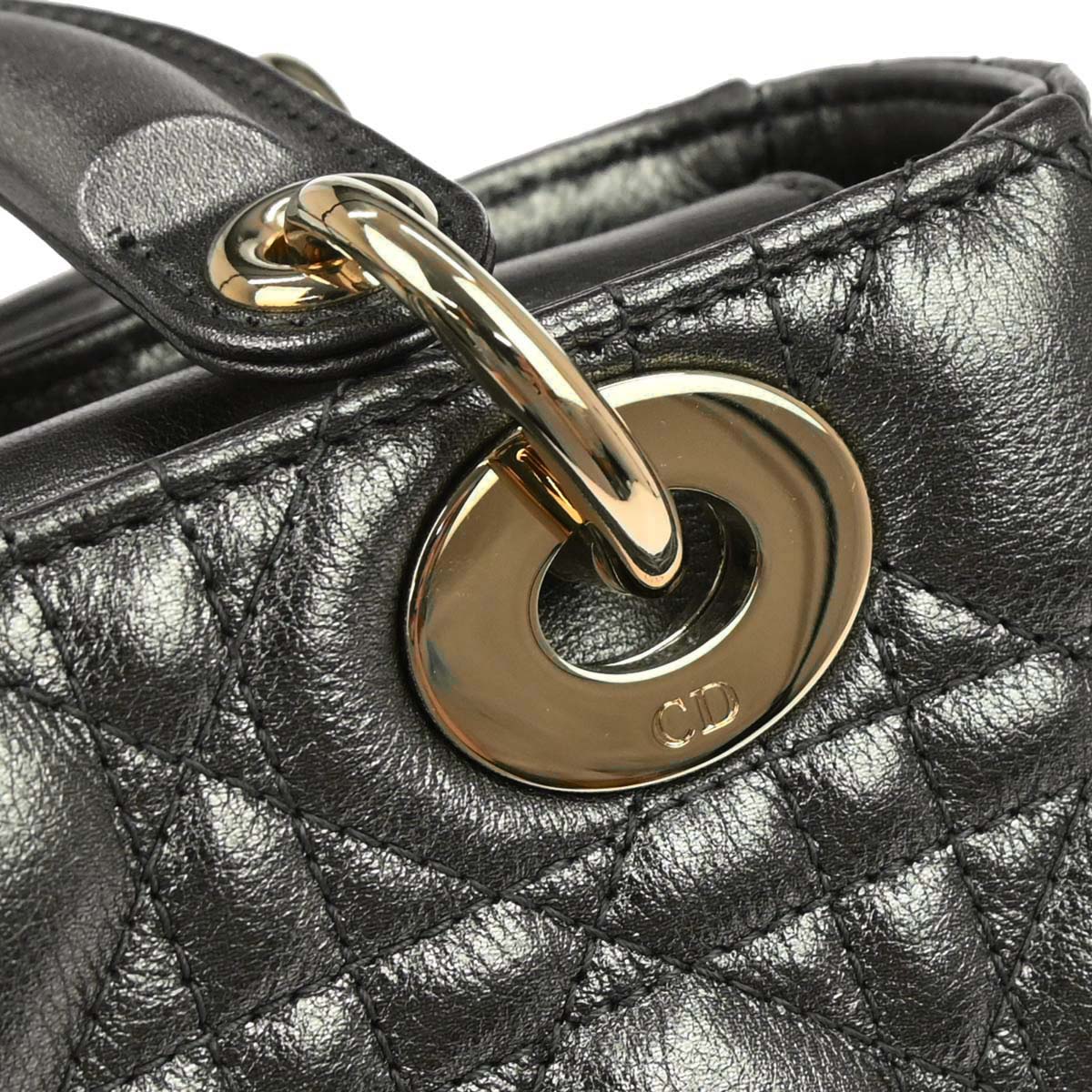 Christian Dior Silver Lambskin Small Lady Dior Cannage 2way Shoulder Handbag - Image 5
