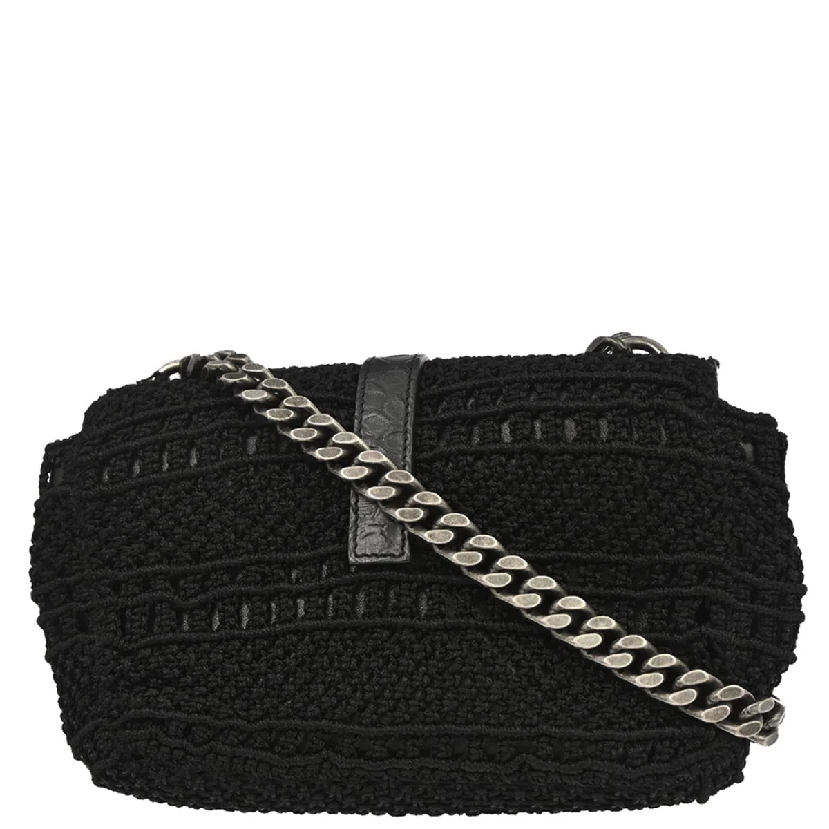 Saint Laurent Black Fabric Baby Crochet Shoulder Bag - Image 2