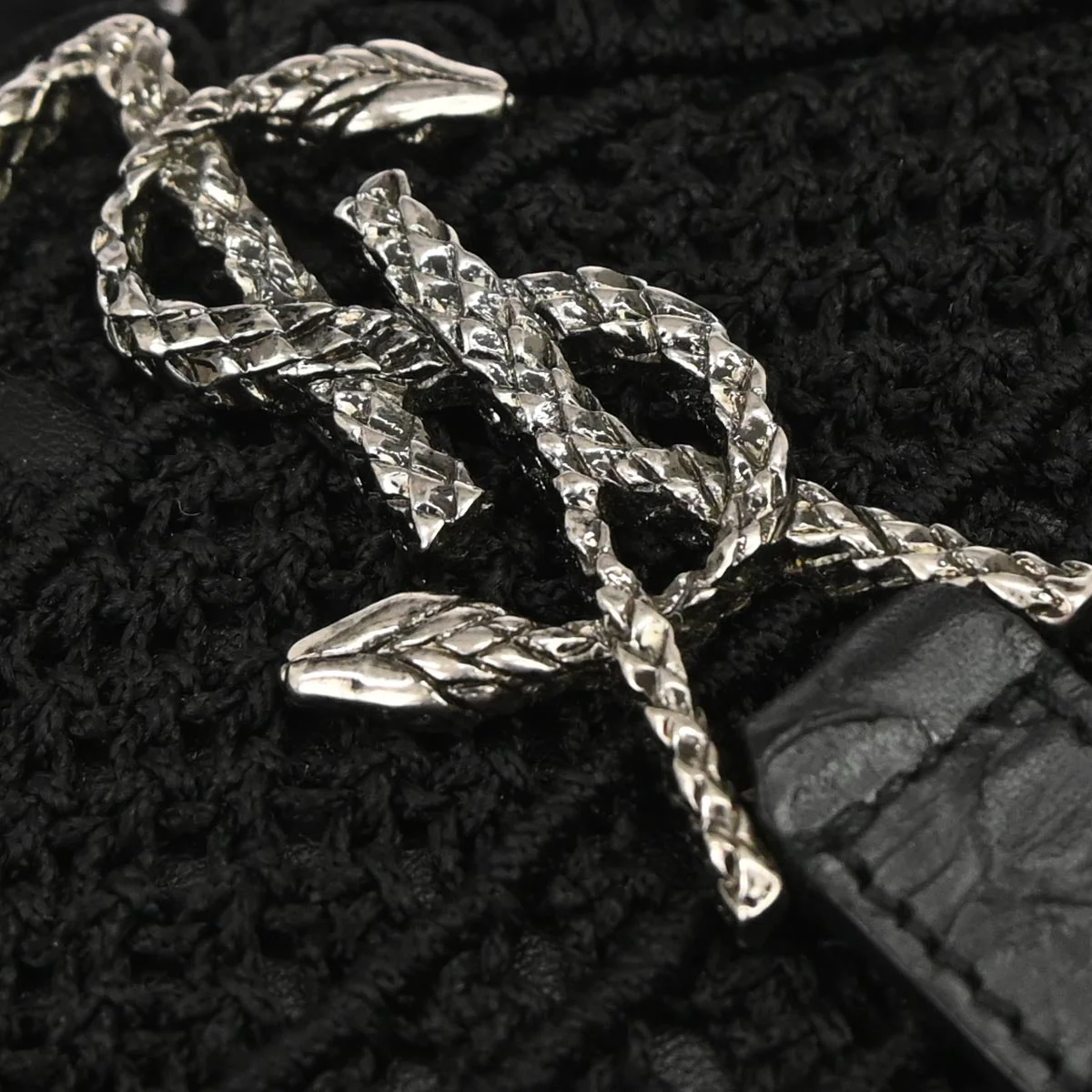 Saint Laurent Black Fabric Baby Crochet Shoulder Bag - Image 6