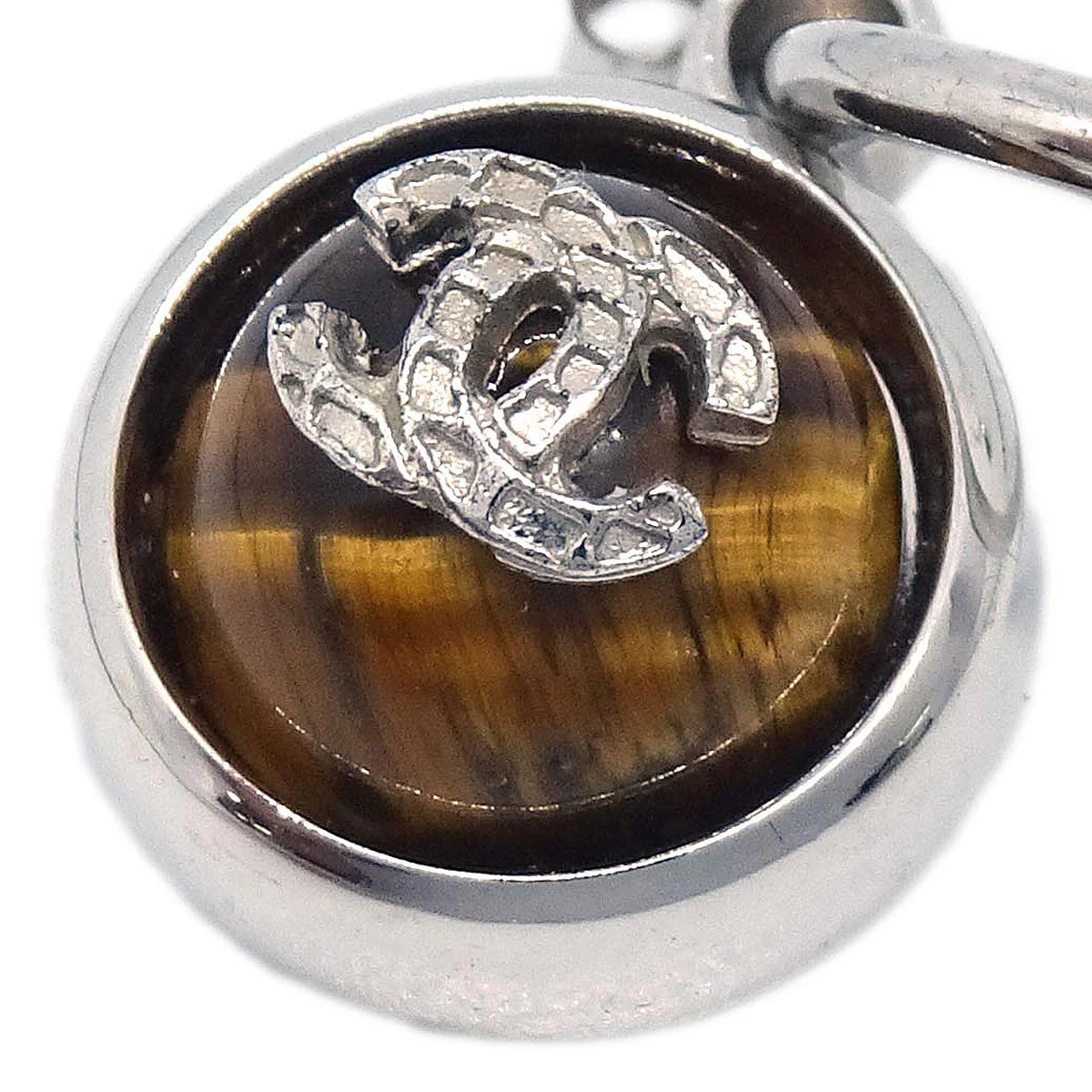 Chanel Button Dangle Pierced Earrings Brown 00A - Image 2