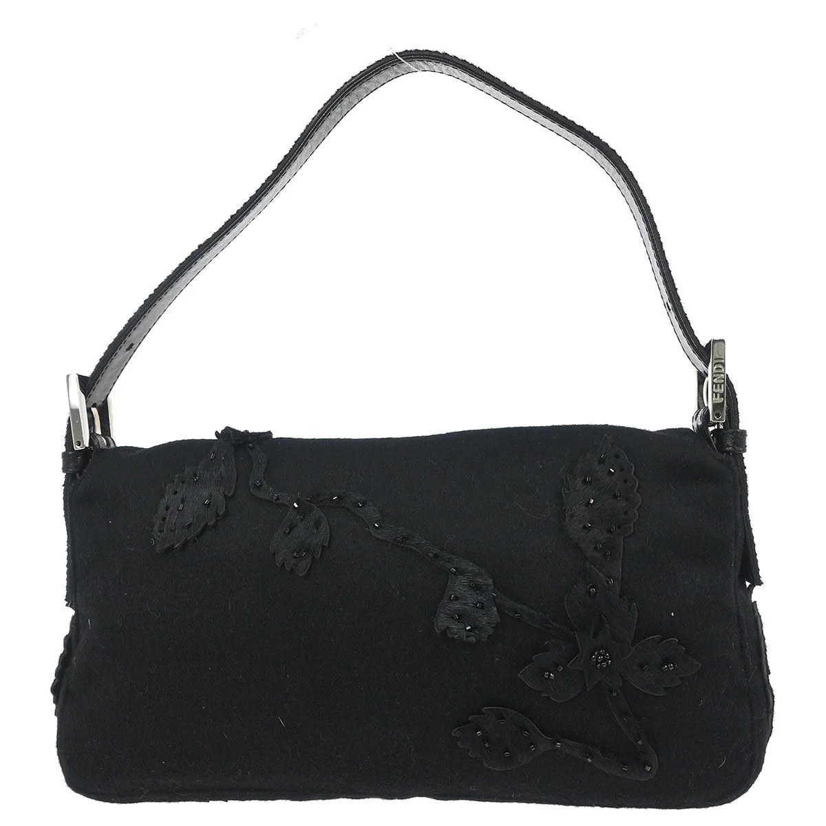 Fendi Black Felt Baguette Handbag - Image 2