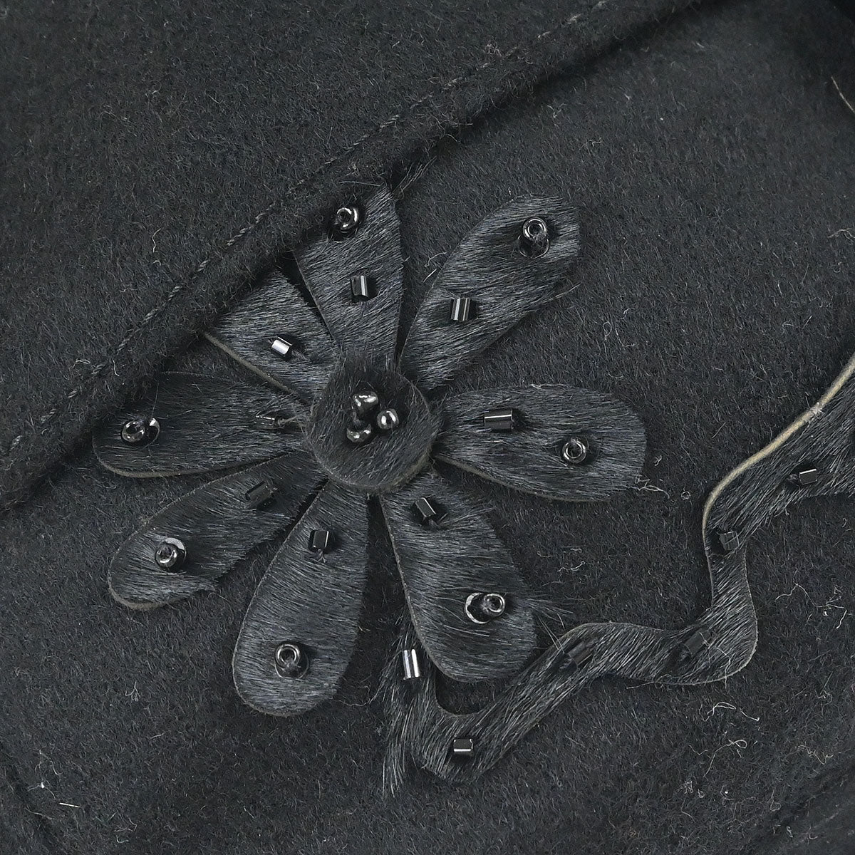 Fendi Black Felt Baguette Handbag - Image 4