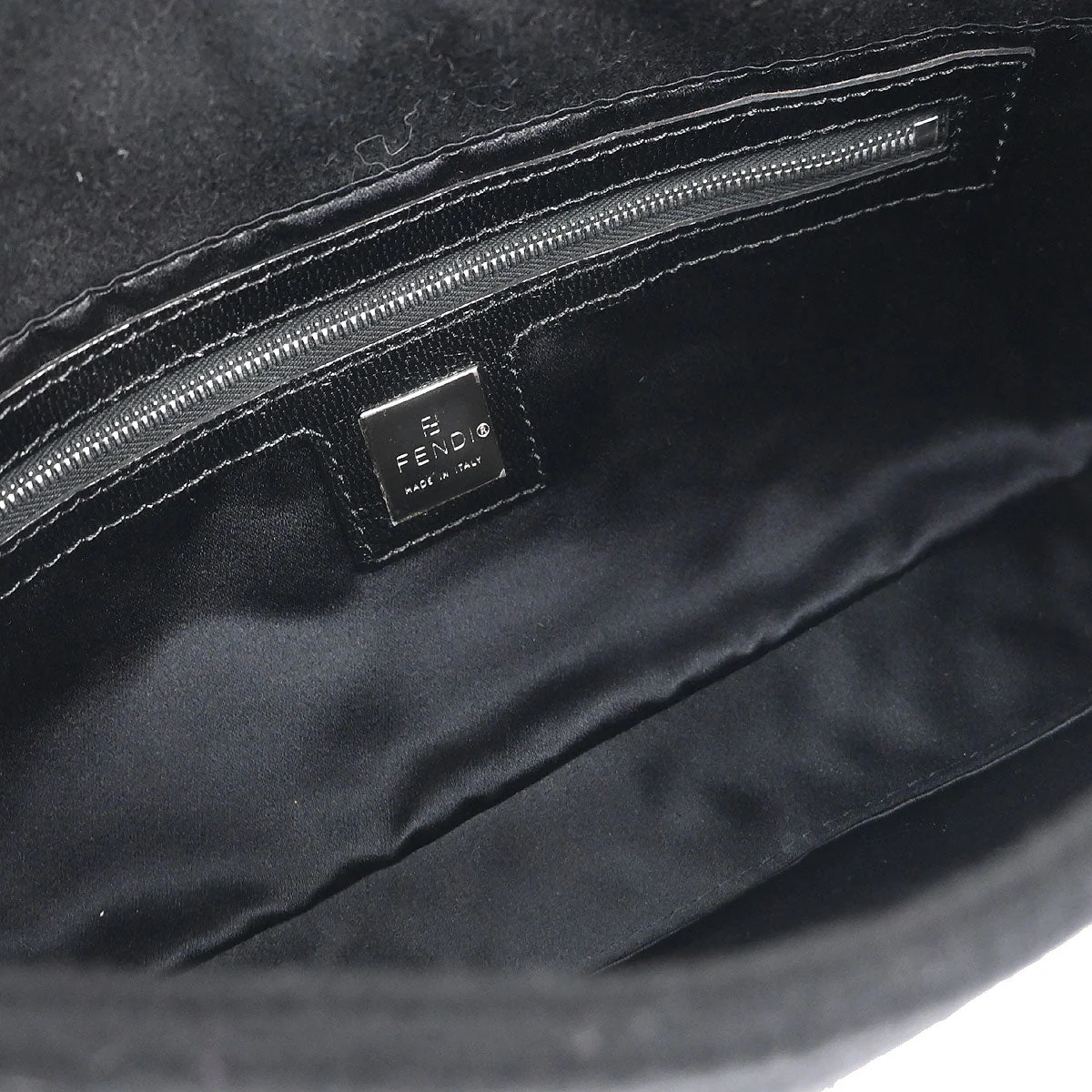 Fendi Black Felt Baguette Handbag - Image 8