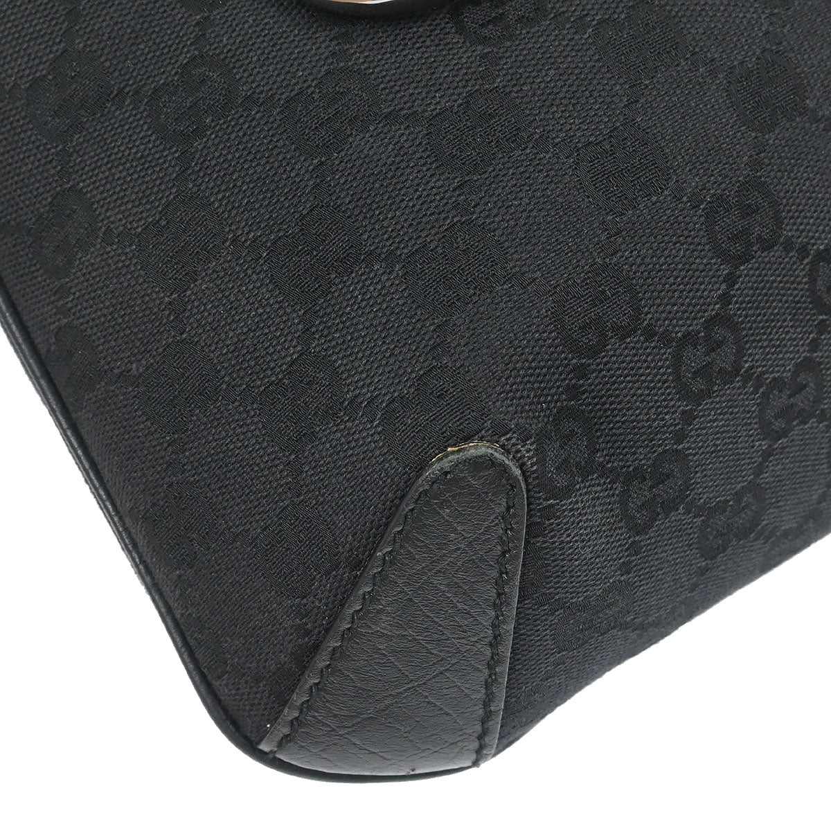 Gucci Black Canvas Horsebit Handbag - Image 3