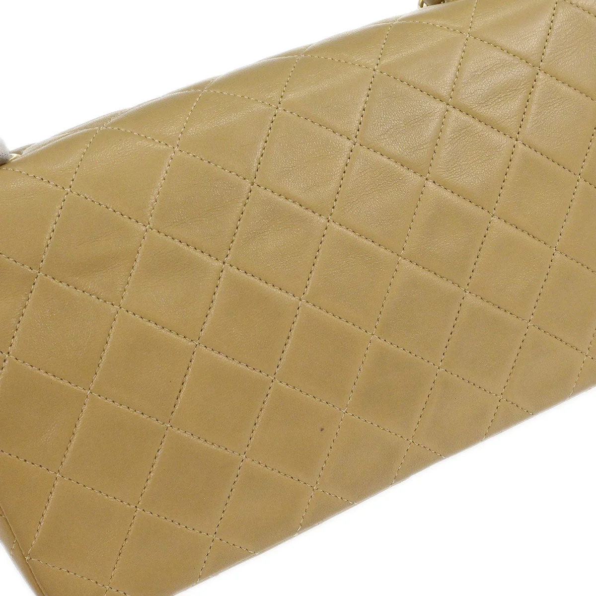 Chanel 1989-1991 Beige Lambskin Turnlock Small Full Flap Shoulder Bag - Image 5
