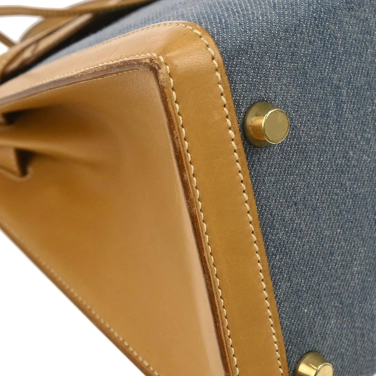 Hermes Blue Natural Toile Jean Vache Kelly 32 Sellier 2way Shoulder Handbag - Image 3