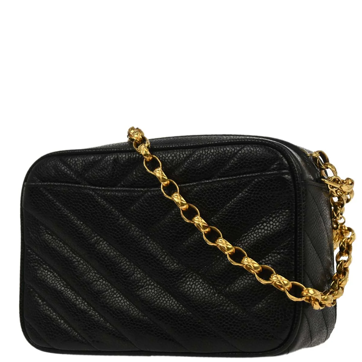 Chanel 1991-1994 Black Calfskin Bias Stitch Camera Bag Mini - Image 2