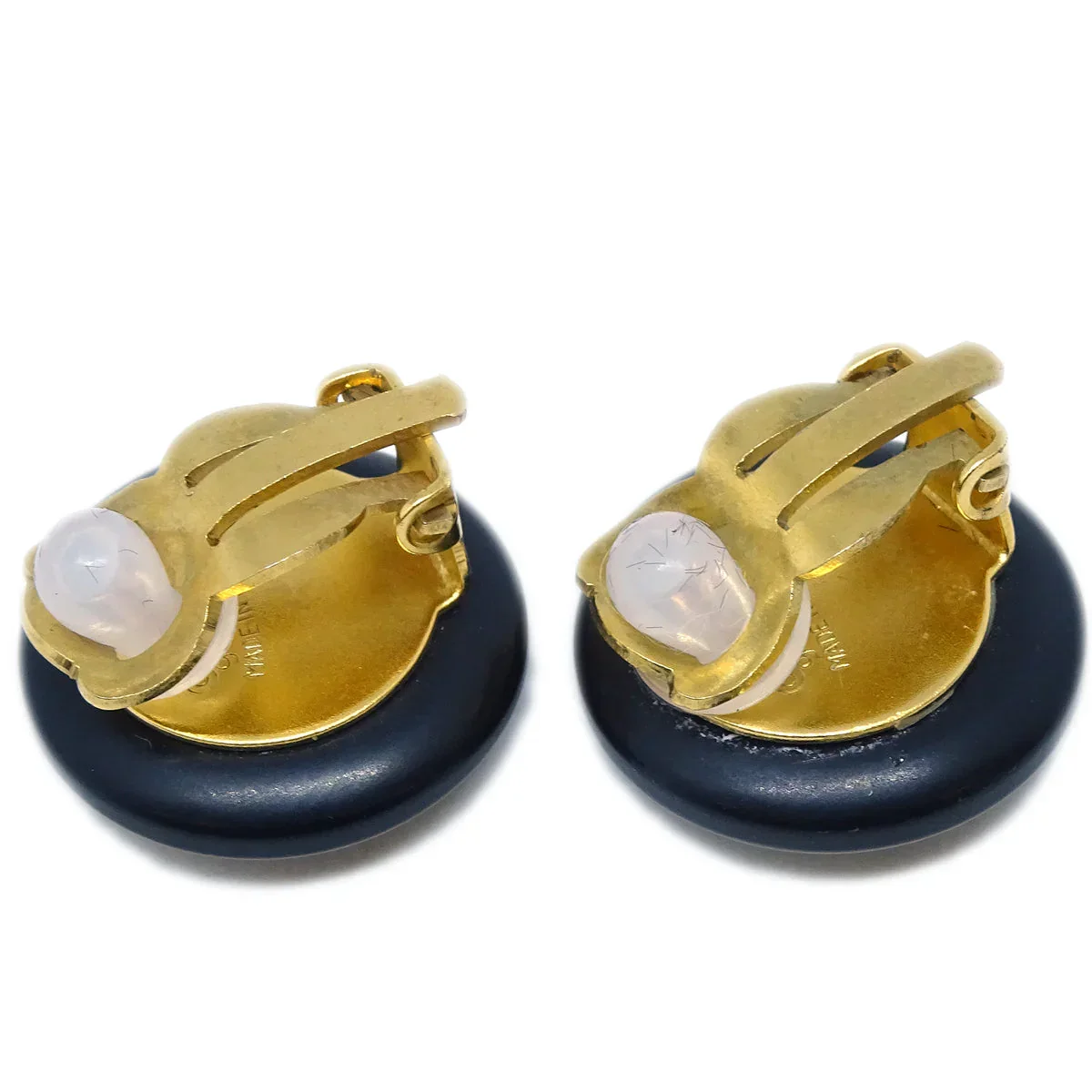 Chanel Button Earrings Clip-On Black 97A - Image 3