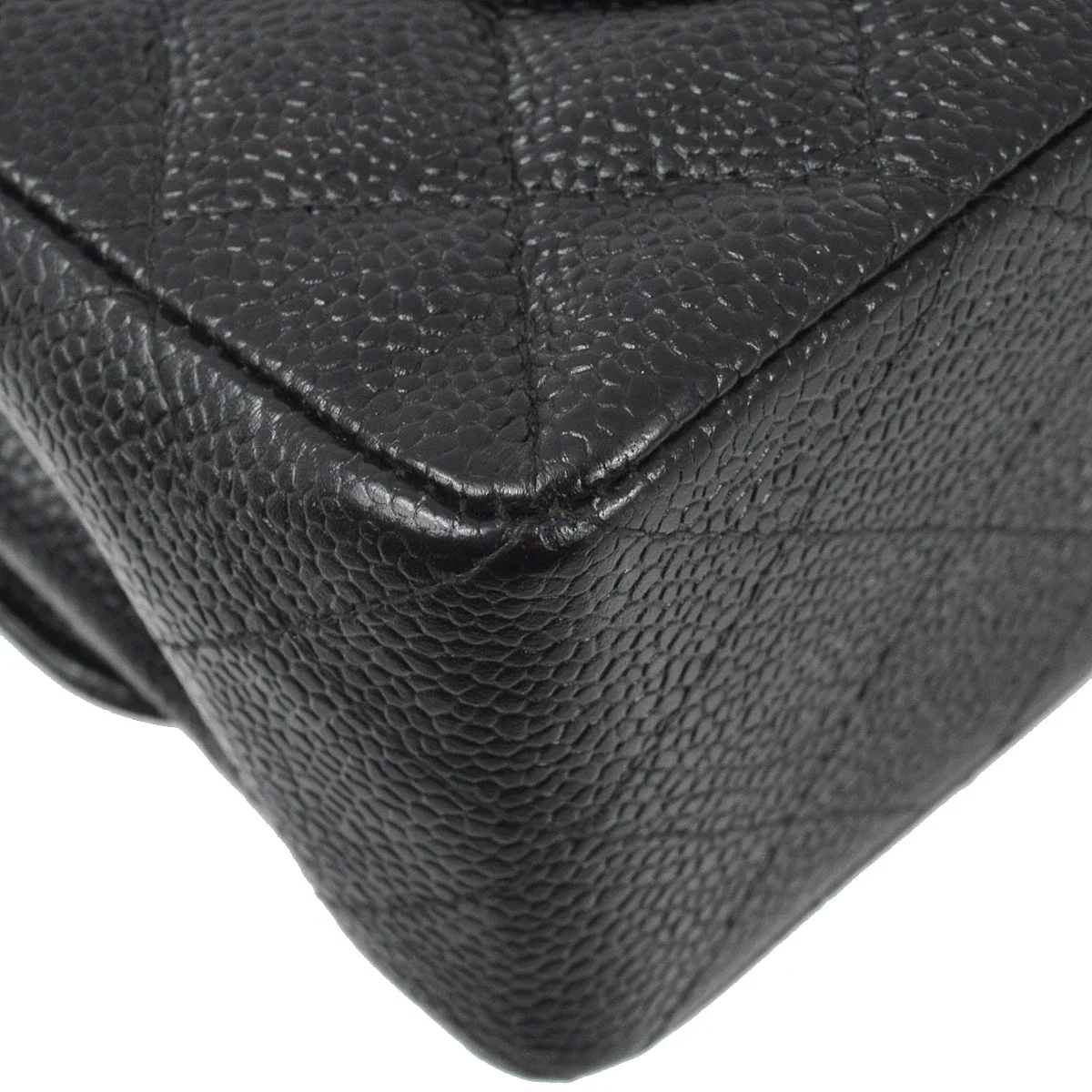 Chanel 2000-2001 Black Caviar Small Classic Double Flap Shoulder Bag - Image 4