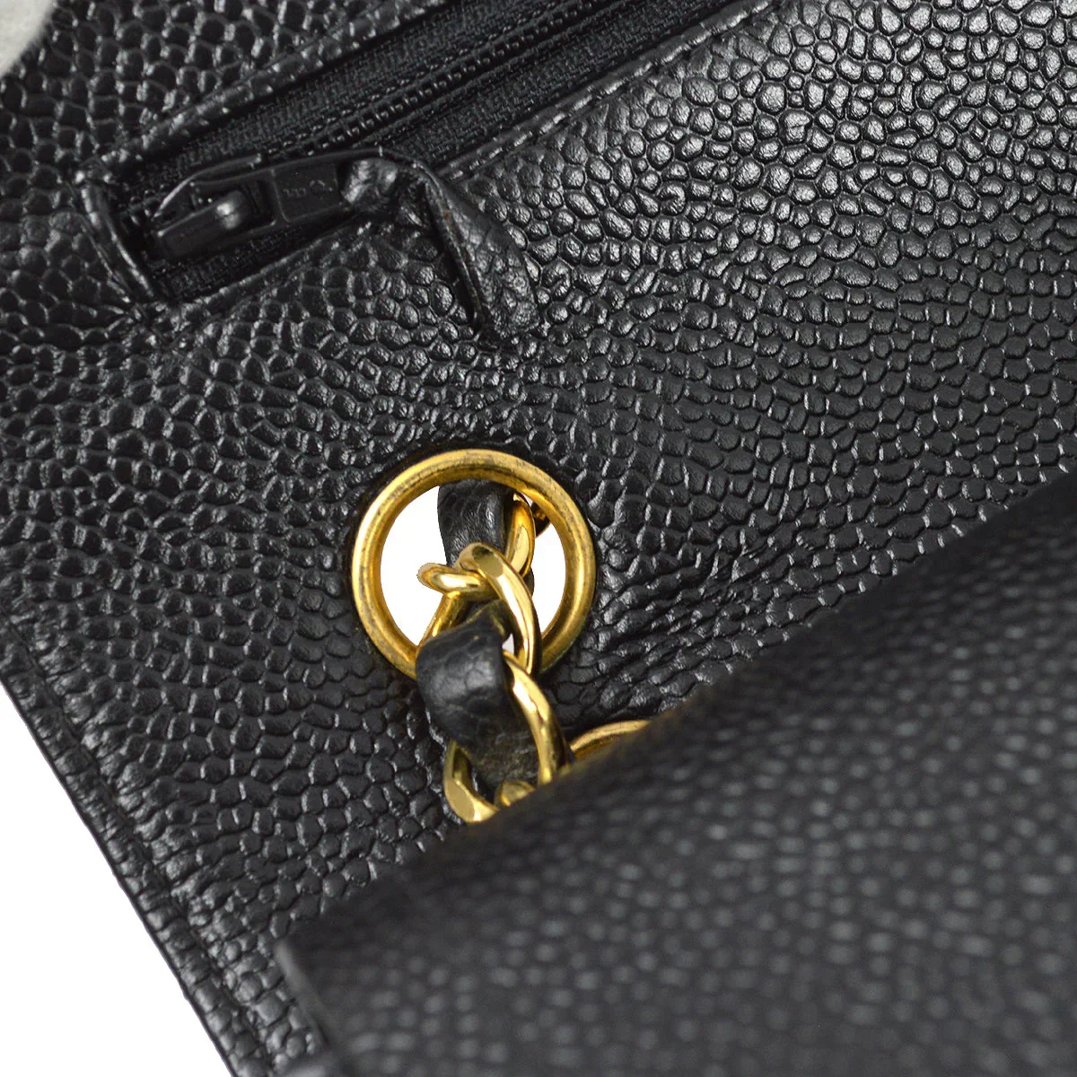 Chanel 2000-2001 Black Caviar Small Classic Double Flap Shoulder Bag - Image 7
