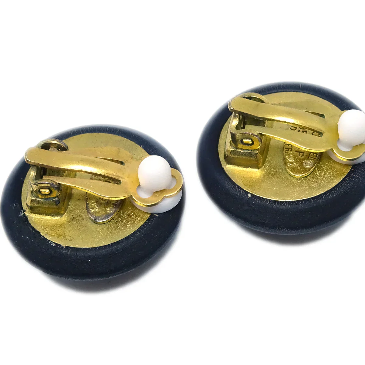Chanel 1995 Gold & Black 'CC' Button Earrings - Image 3
