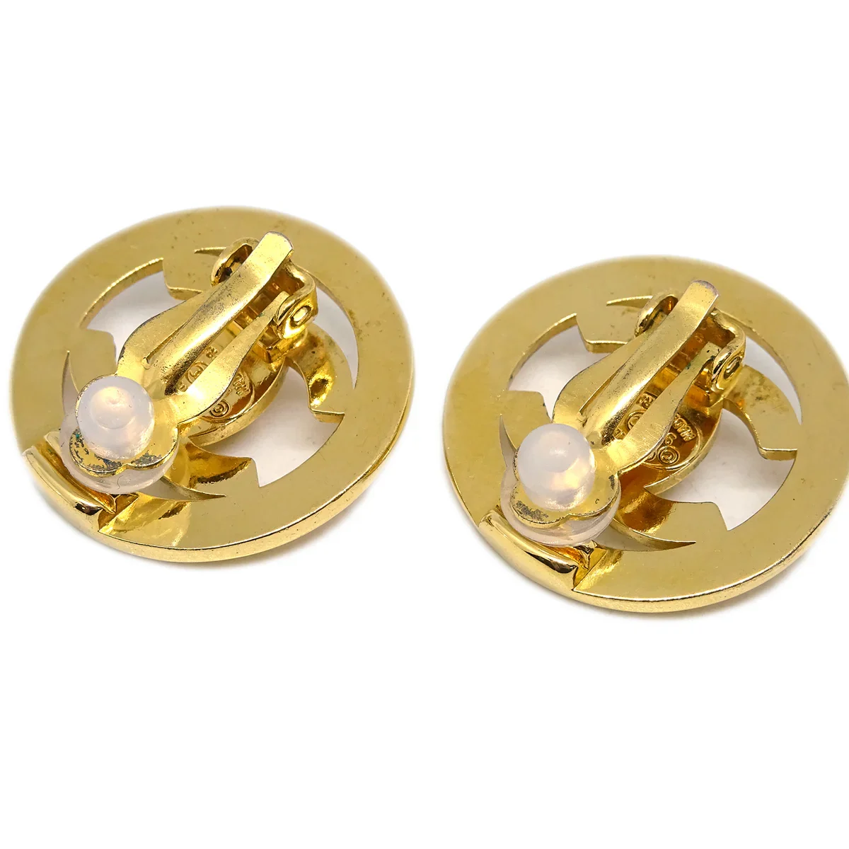 Chanel Turnlock Button Earrings Gold Clip-On 97P - Image 3