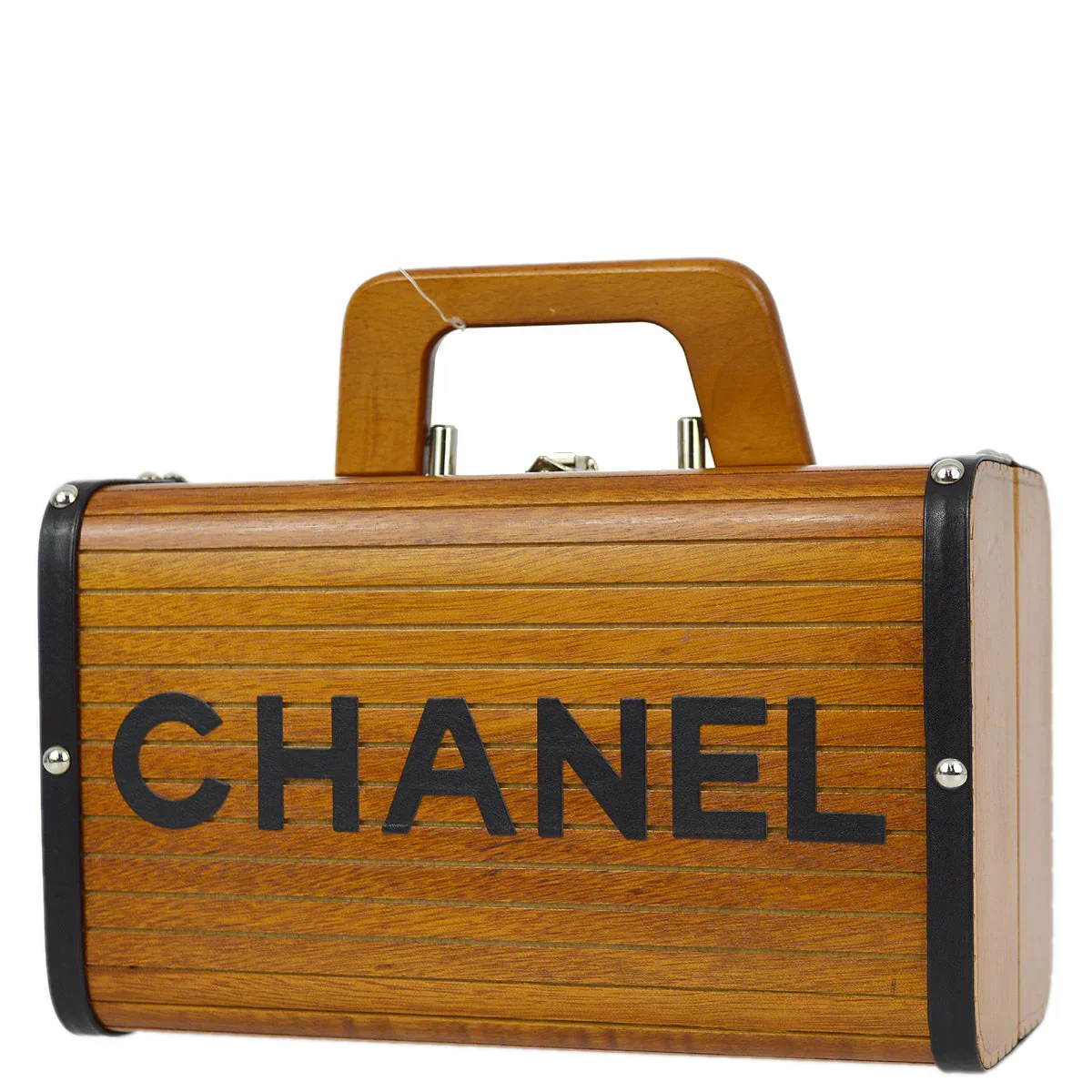 Chanel 1994-1996 Brown Wooden Vanity Handbag Box - Image 2