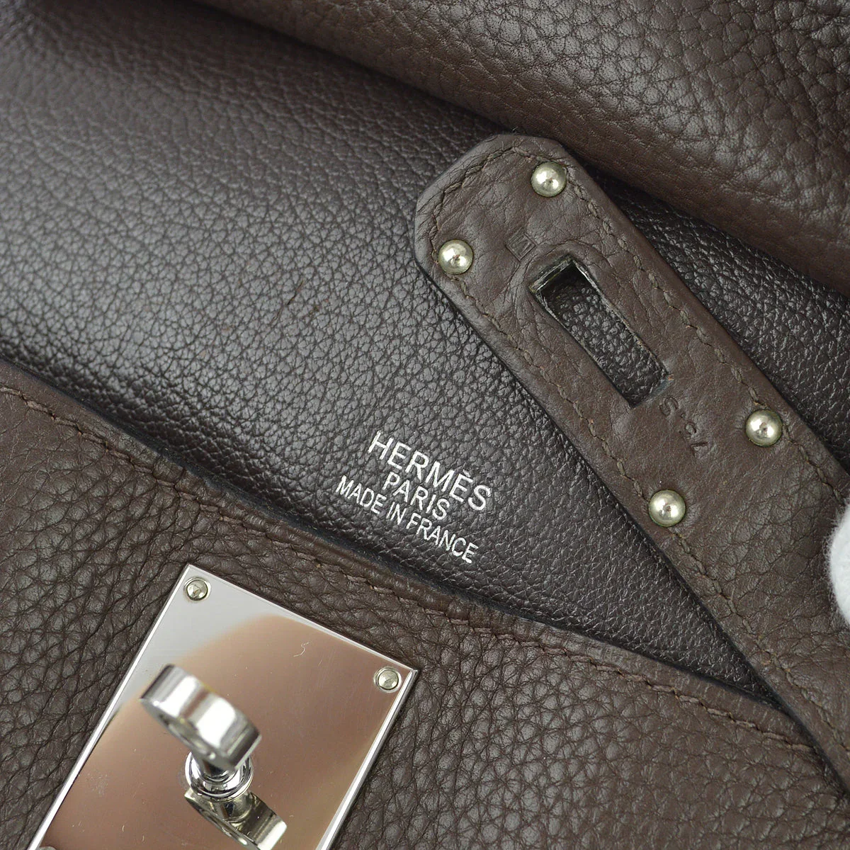 Hermes 2009 Chocolat Taurillon Clemence Jypsiere 34 Shoulder Bag - Image 11