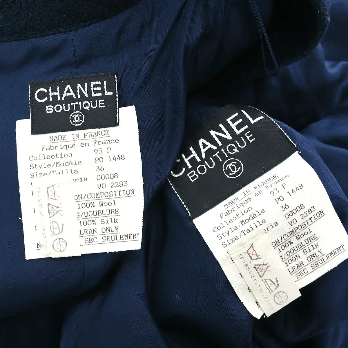 Chanel 1993 Setup Suit Jacket Skirt Navy 93P #36 - Image 10