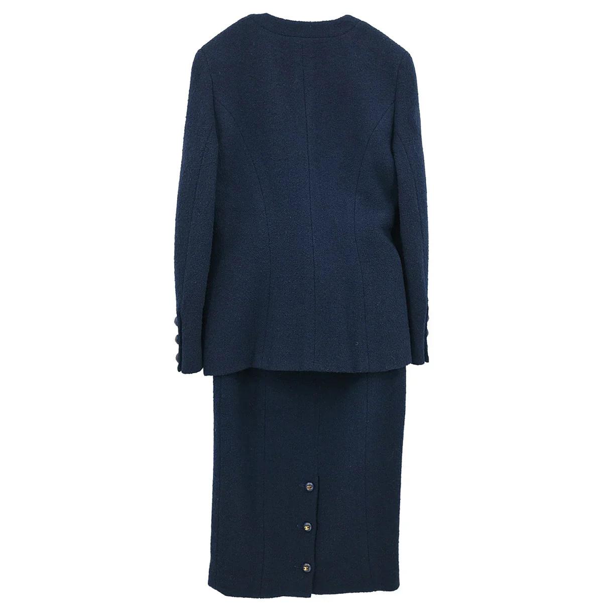 Chanel 1993 Setup Suit Jacket Skirt Navy 93P #36 - Image 2