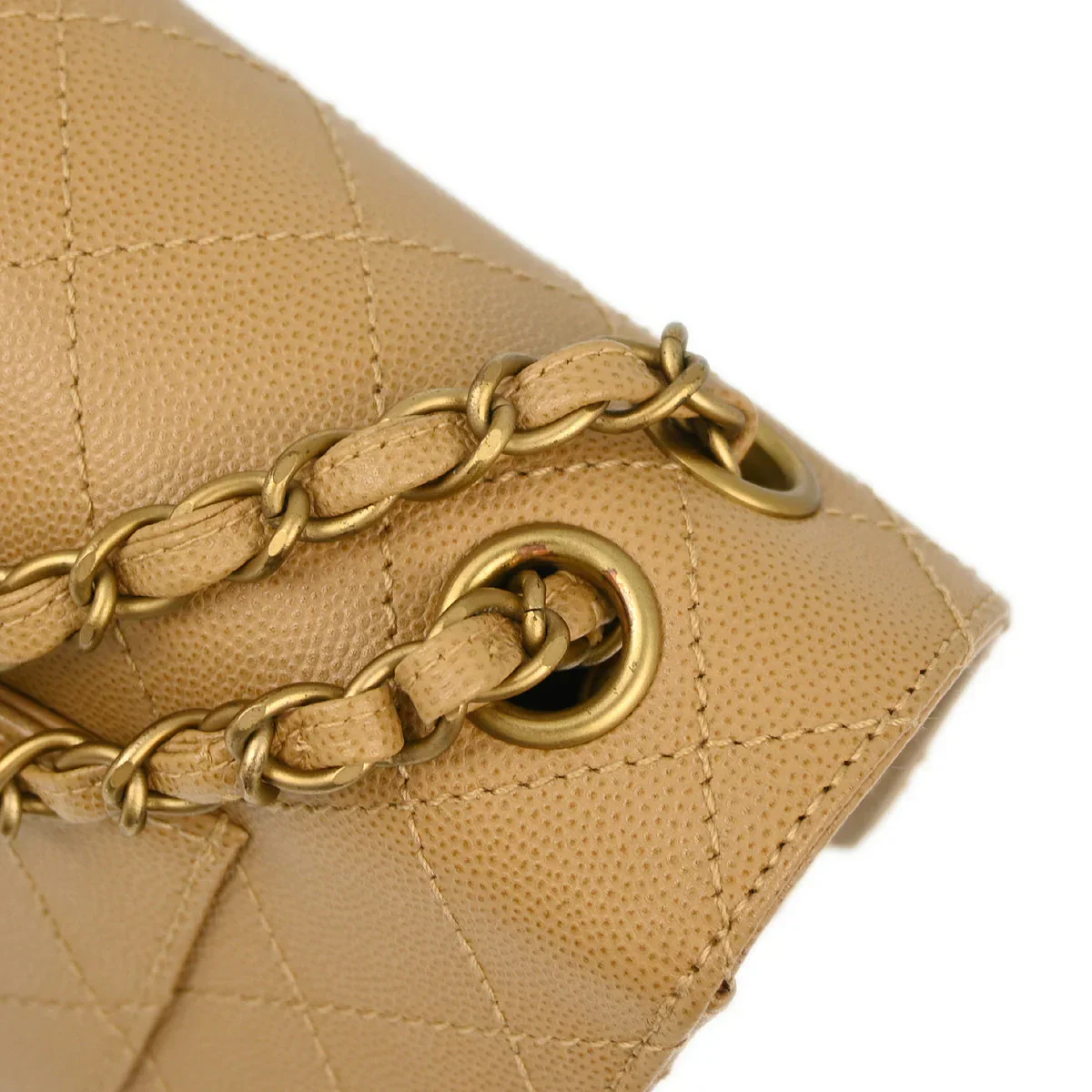 Chanel Beige Caviar Medium Classic Single Flap Shoulder Bag - Image 5