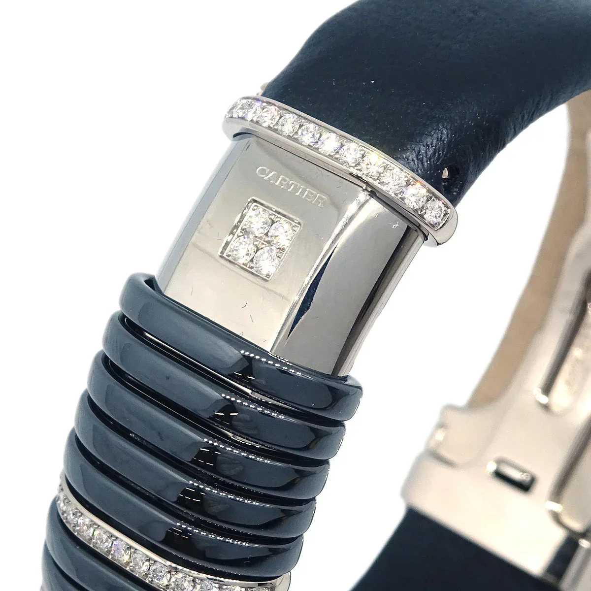 Cartier Ref.2611 Declaration Quartz Watch SS 18KWG Diamond Black - Image 4