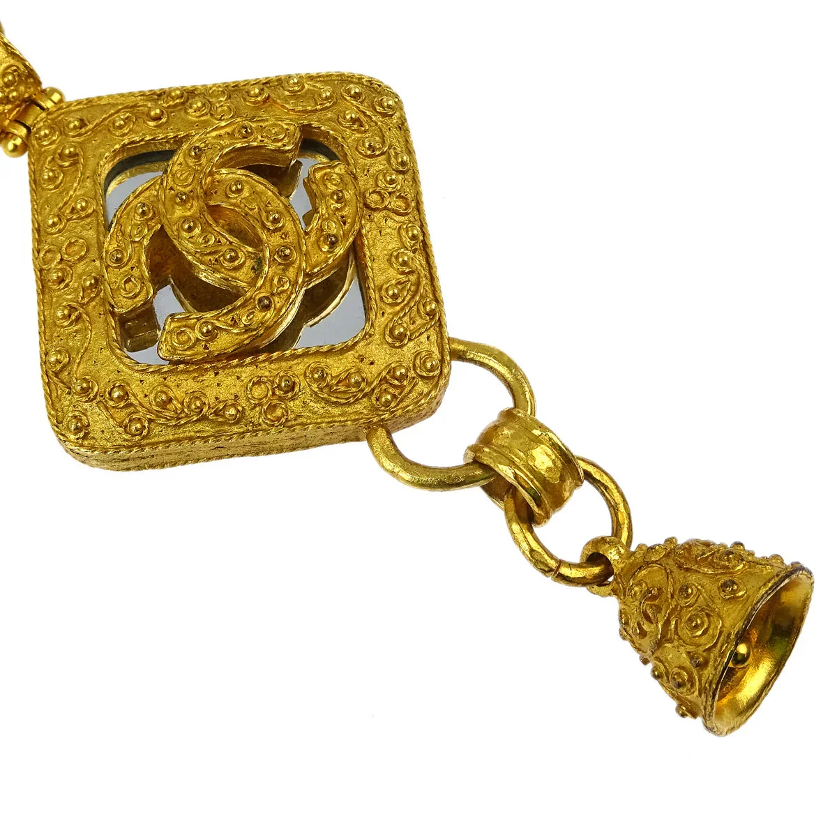 Chanel 1994 Bell Mirror Chain Pendant Necklace Gold 94A - Image 2