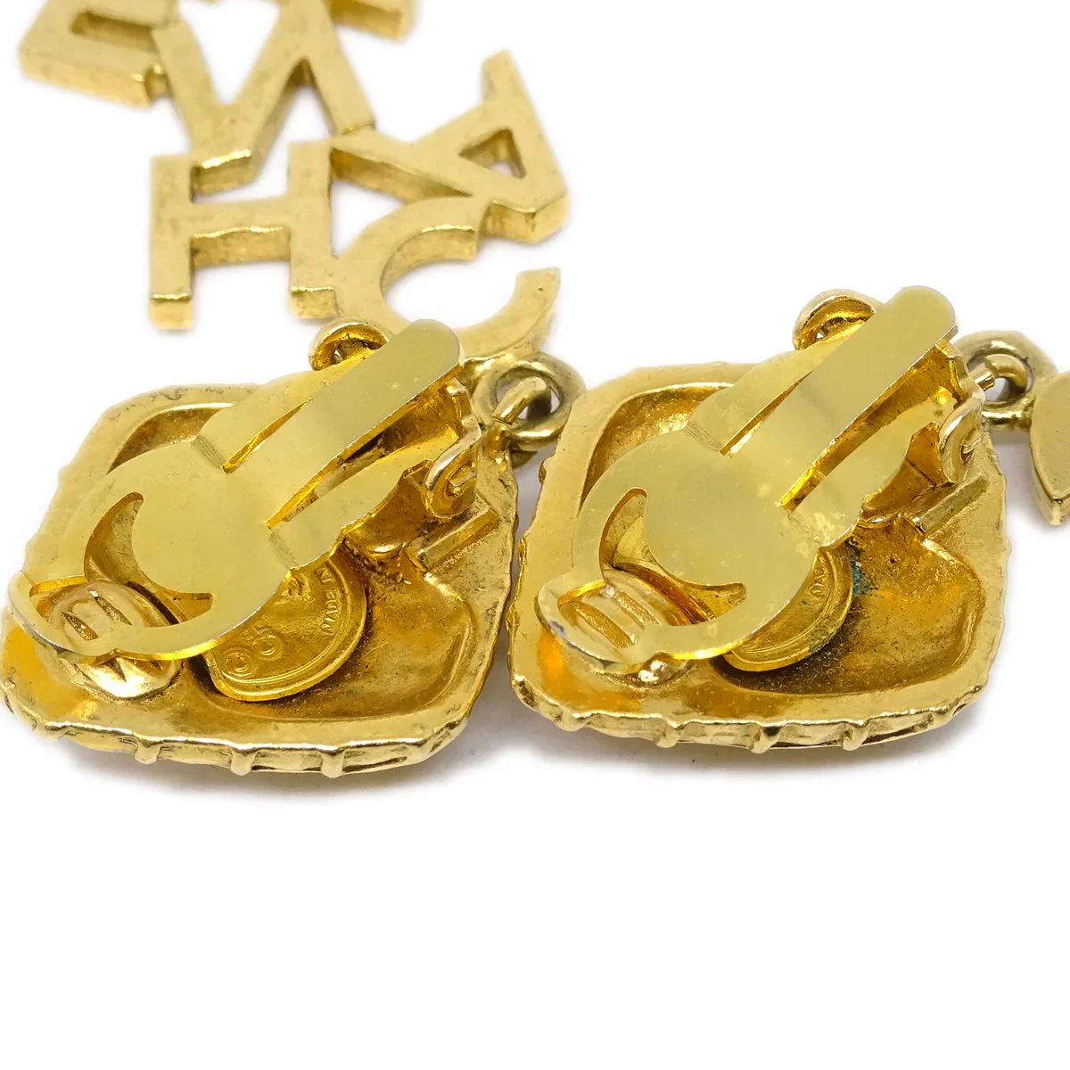 Chanel Gold Dangle Earrings Clip-On - Image 3