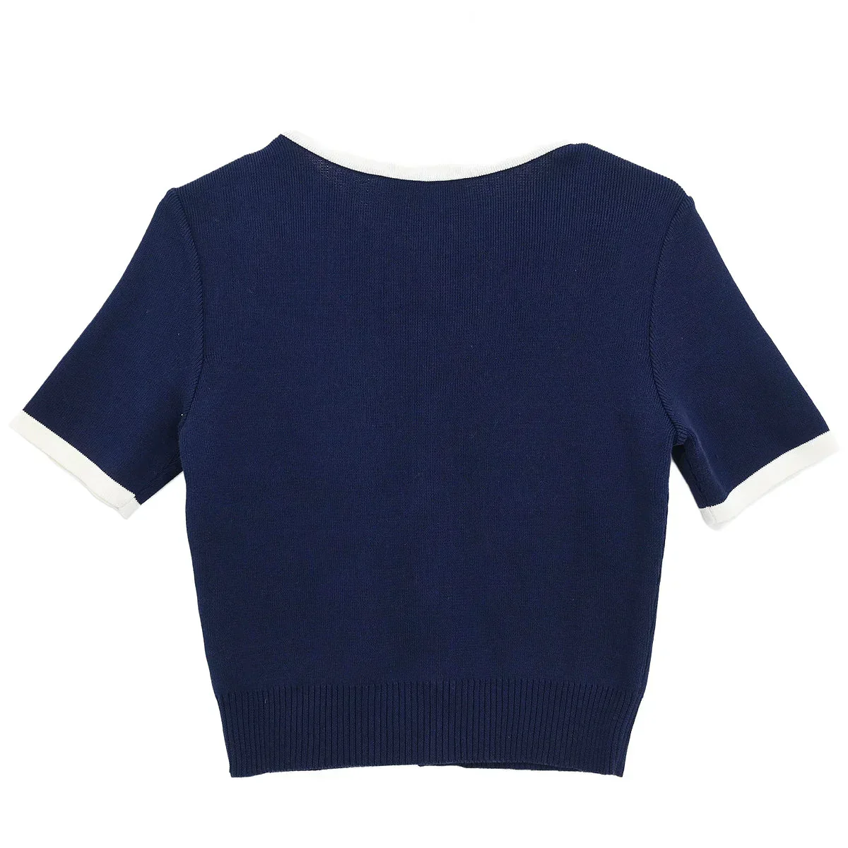 Chanel Short Sleeve Cardigan Navy #38 - Image 2