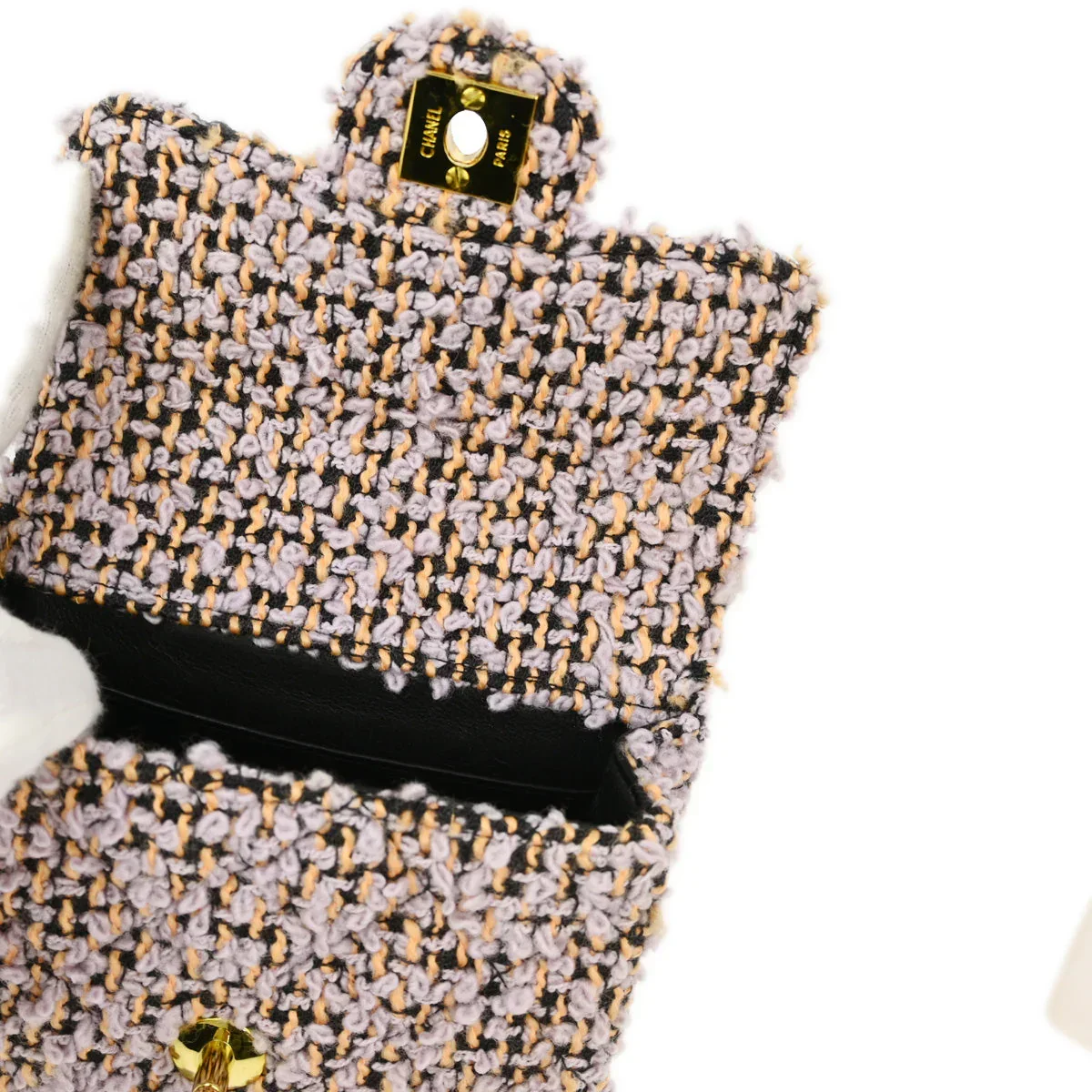 Chanel Purple Tweed Mini Square Handbag - Image 8