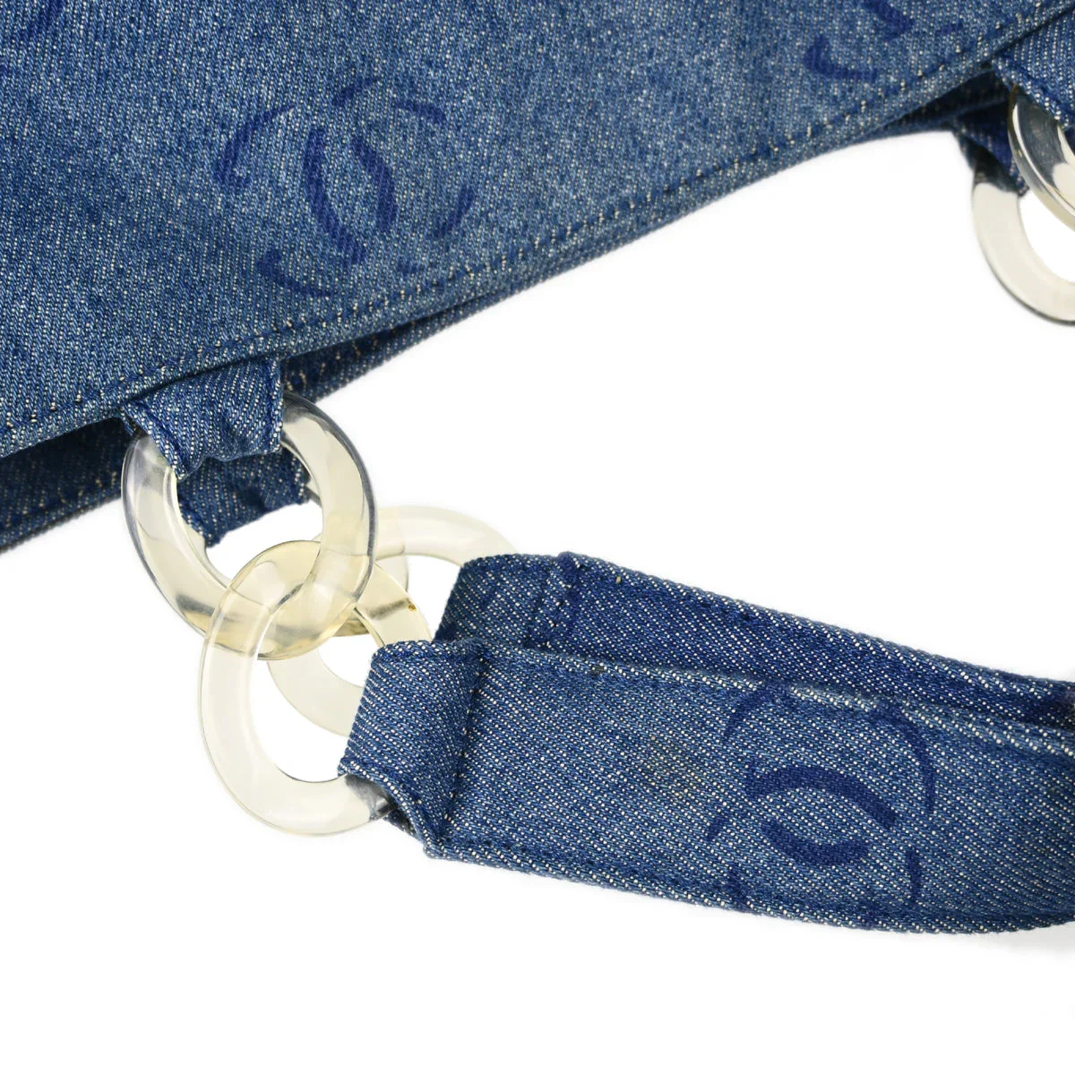 Chanel 2002-2003 Blue Denim Tote Handbag - Image 5