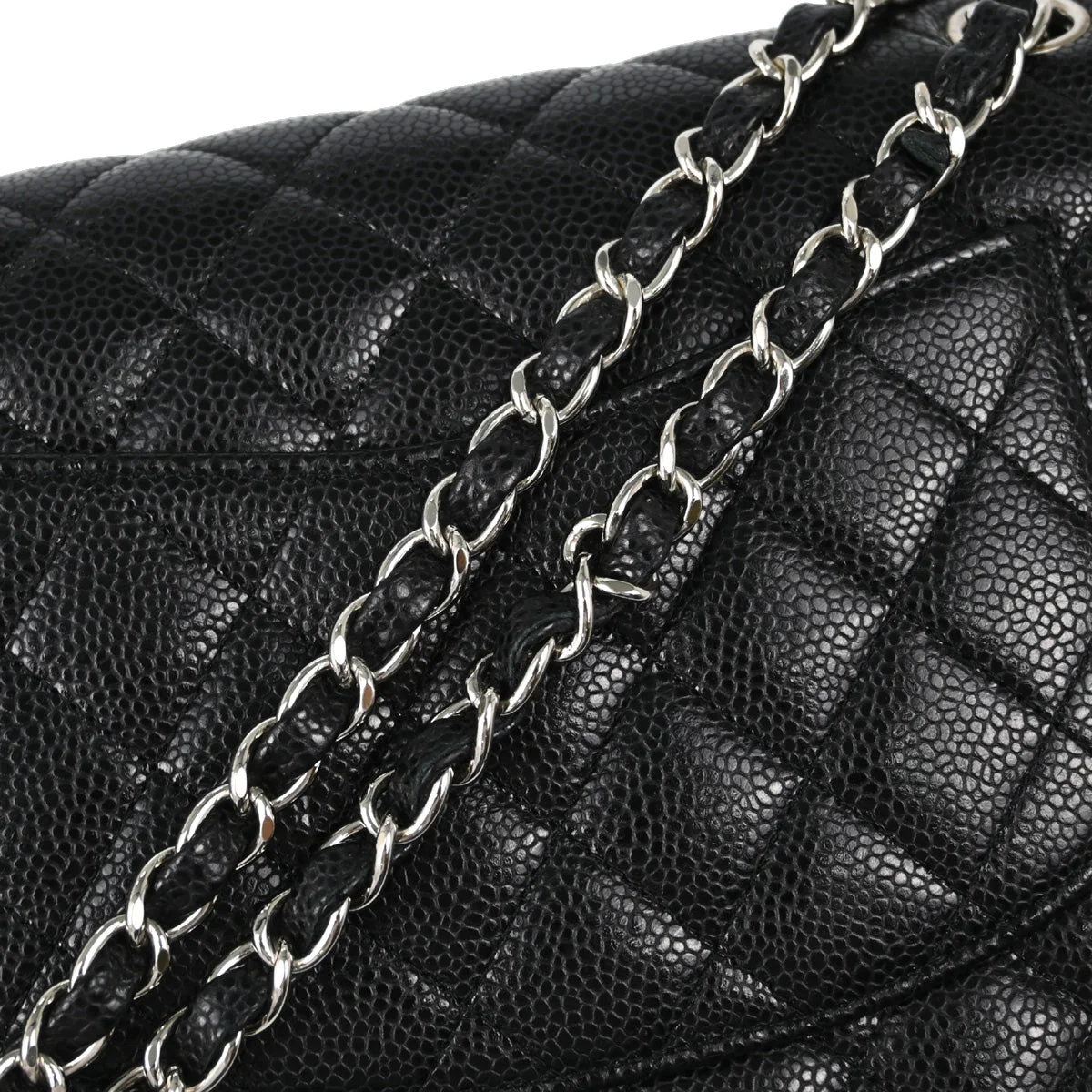 Chanel 2013-2014 Black Caviar Medium Classic Double Flap Shoulder Bag - Image 6