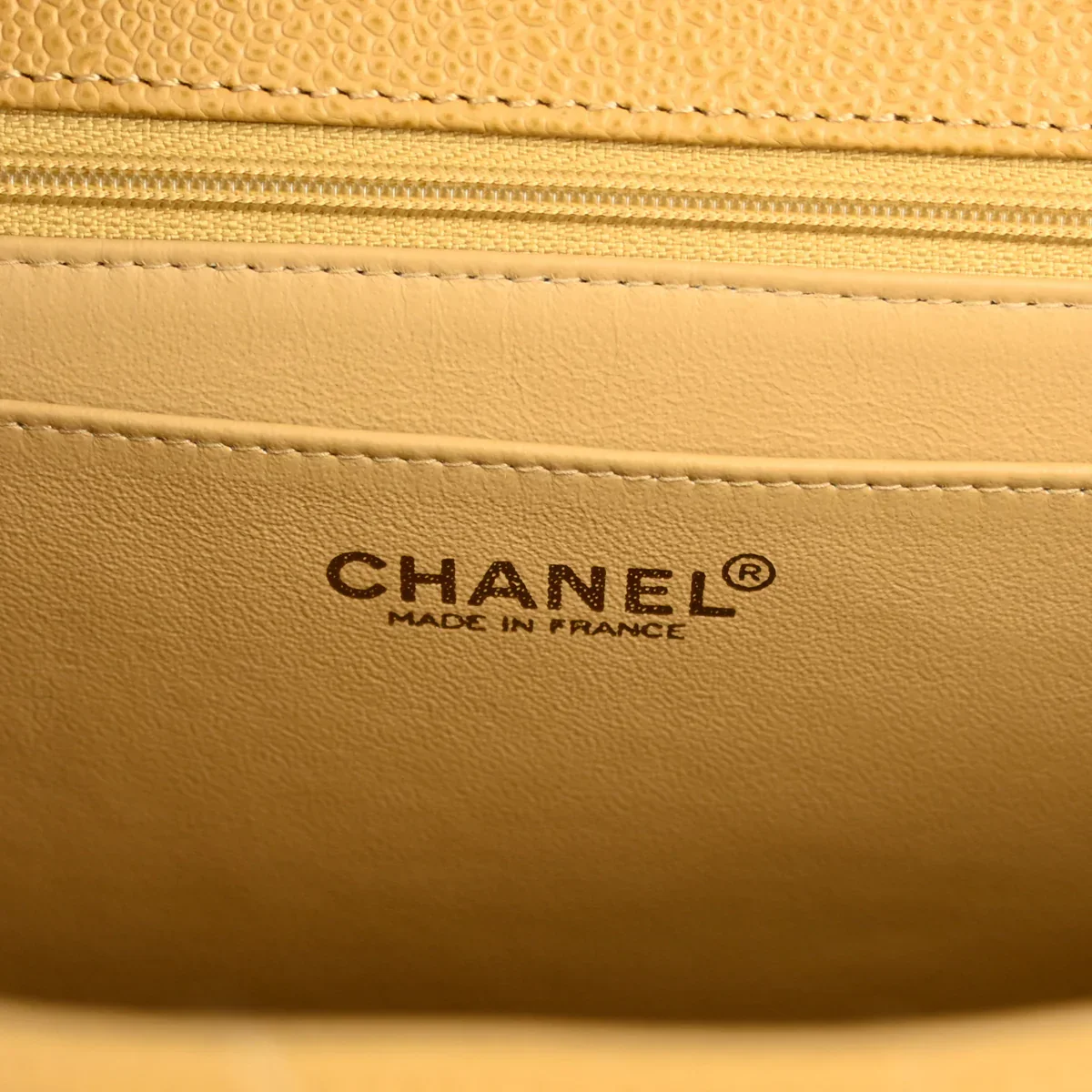 Chanel 1997-1999 Beige Caviar Kelly Handbag - Image 8