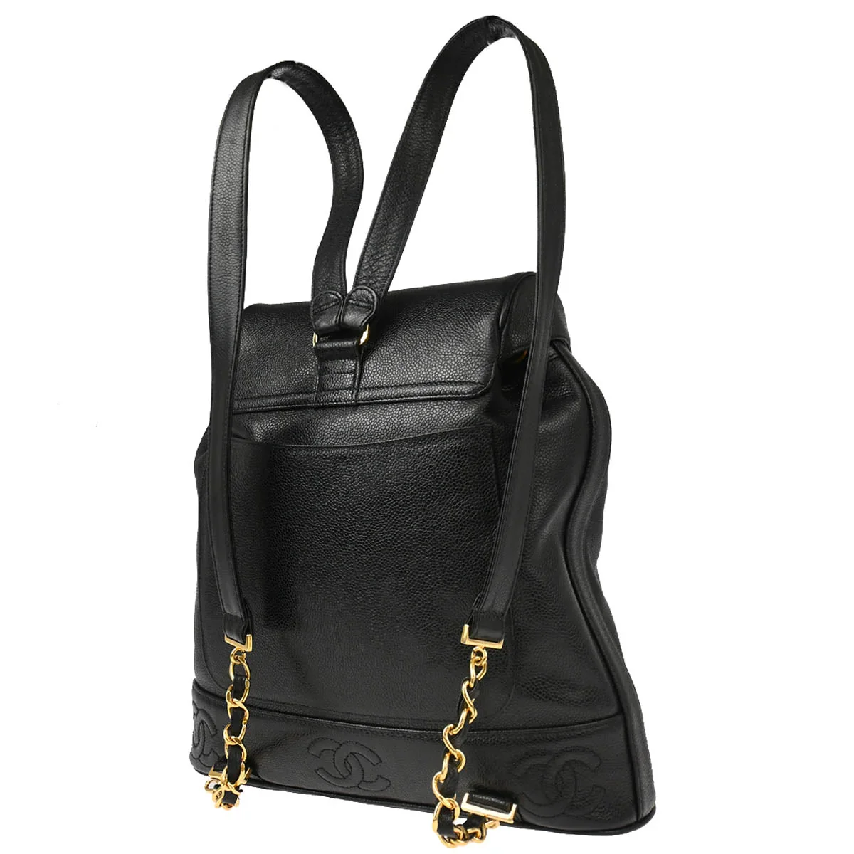 Chanel 1996-1997 Black Caviar Triple CC Backpack - Image 2