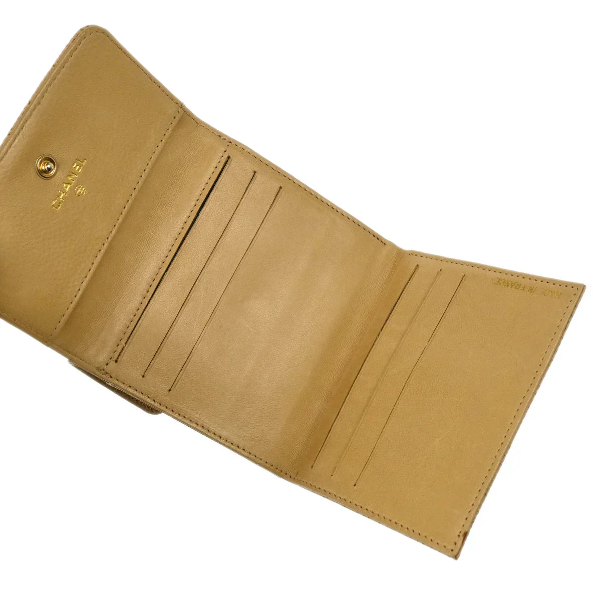 Chanel 2001-2003 Beige Caviar Bifold Wallet Purse - Image 3