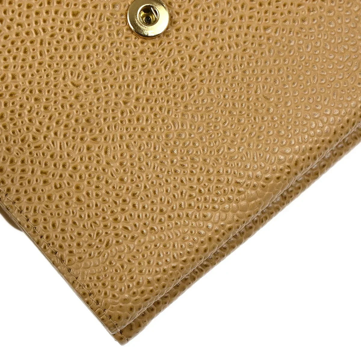 Chanel 2001-2003 Beige Caviar Bifold Wallet Purse - Image 4