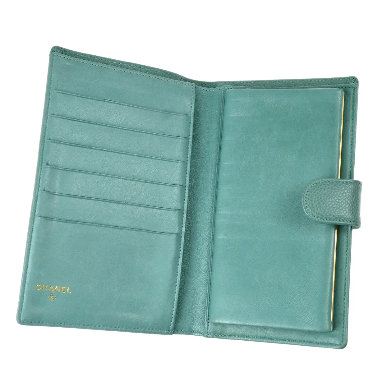 Chanel 1997-1999 Blue Caviar Long Wallet Purse - Image 3