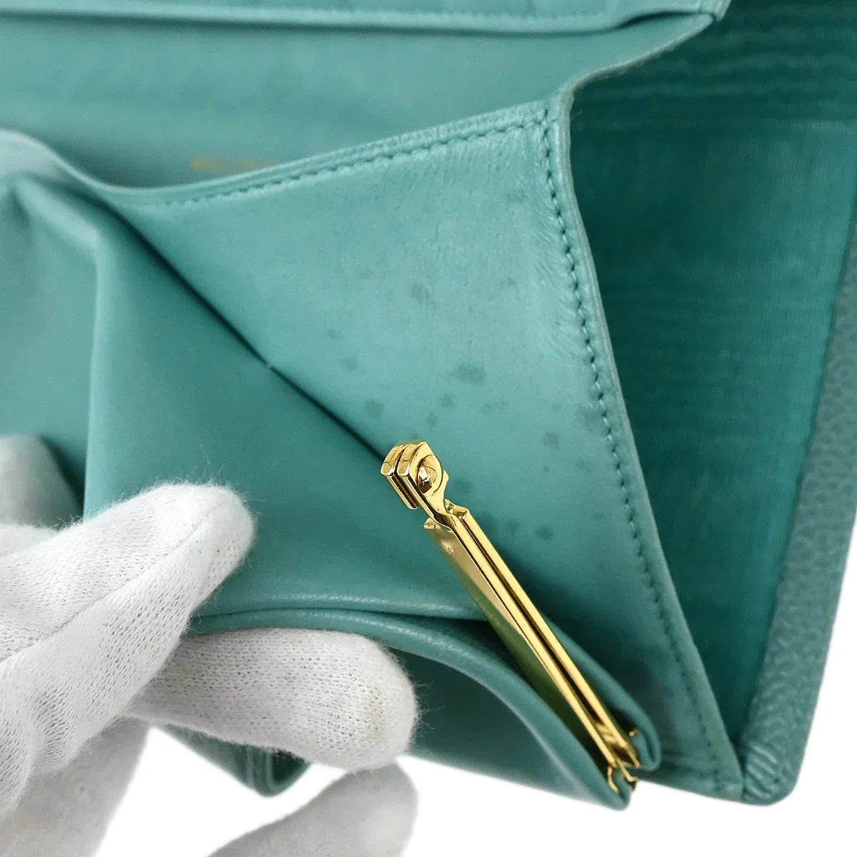 Chanel 1997-1999 Blue Caviar Long Wallet Purse - Image 5