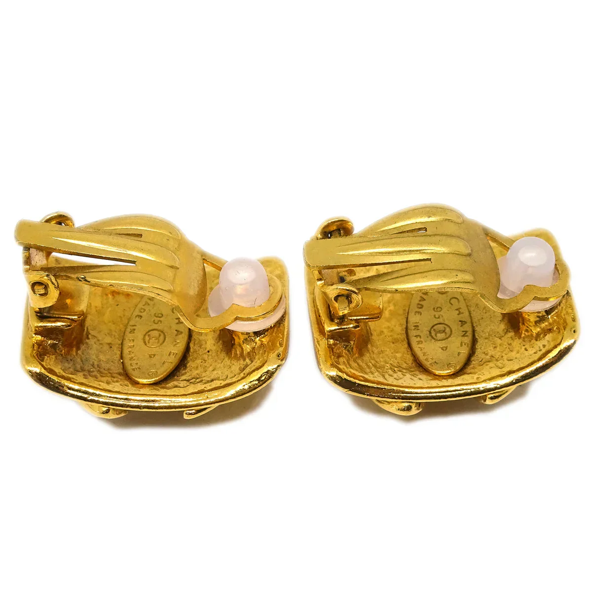 Chanel Square Earrings Clip-On Gold 95P - Image 3