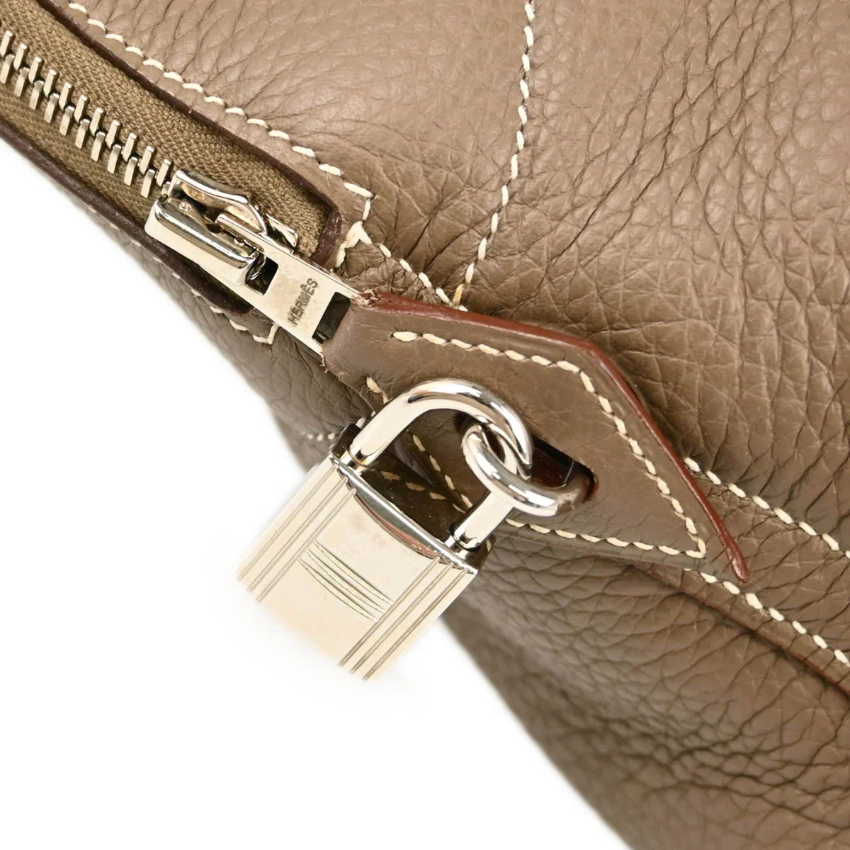 Hermes 2007 Etoupe Gray Taurillon Clemence Bolide 31 2way Shoulder Handbag - Image 5