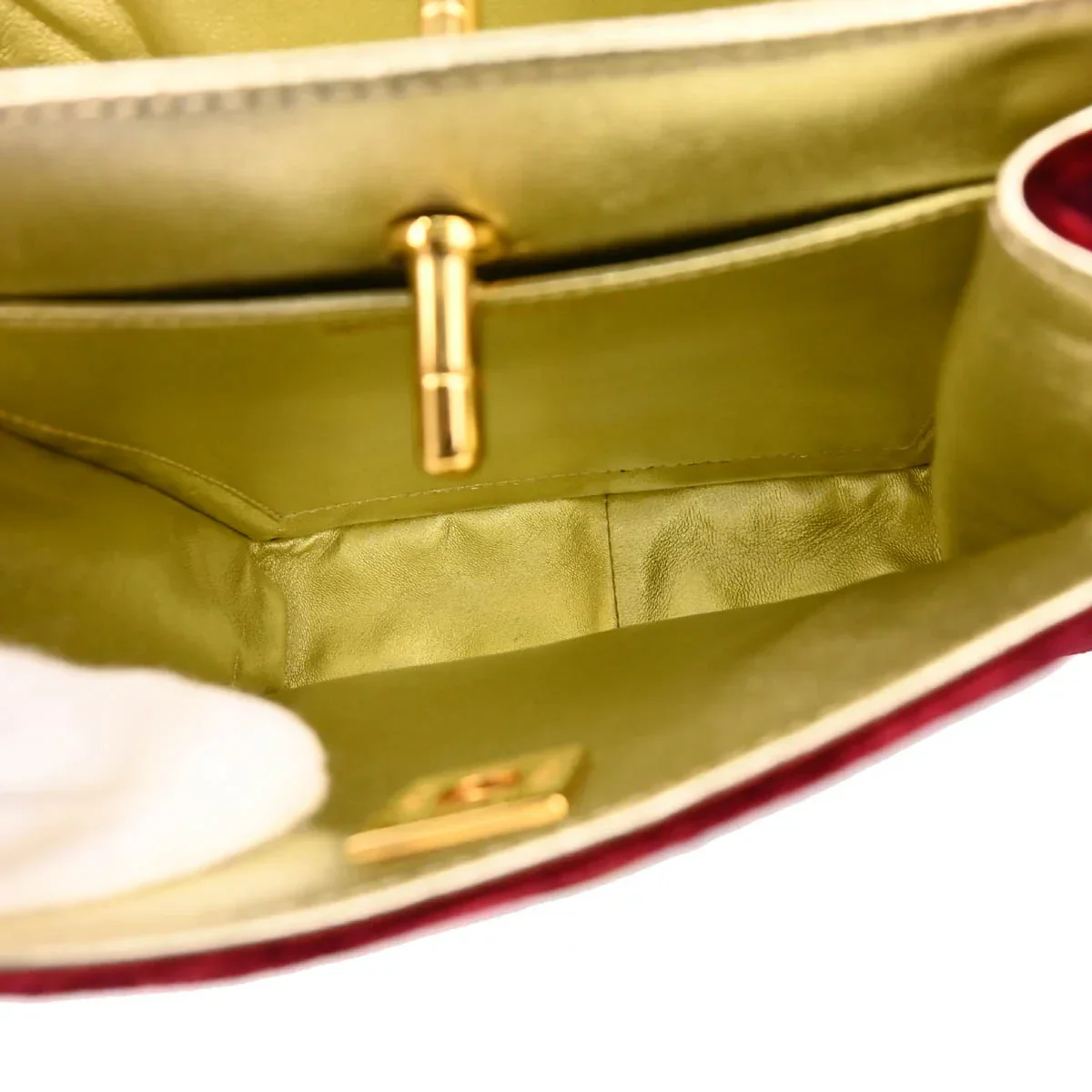 Chanel 1996-1997 Bordeaux Velvet Double Sided Turnlock Handbag - Image 5