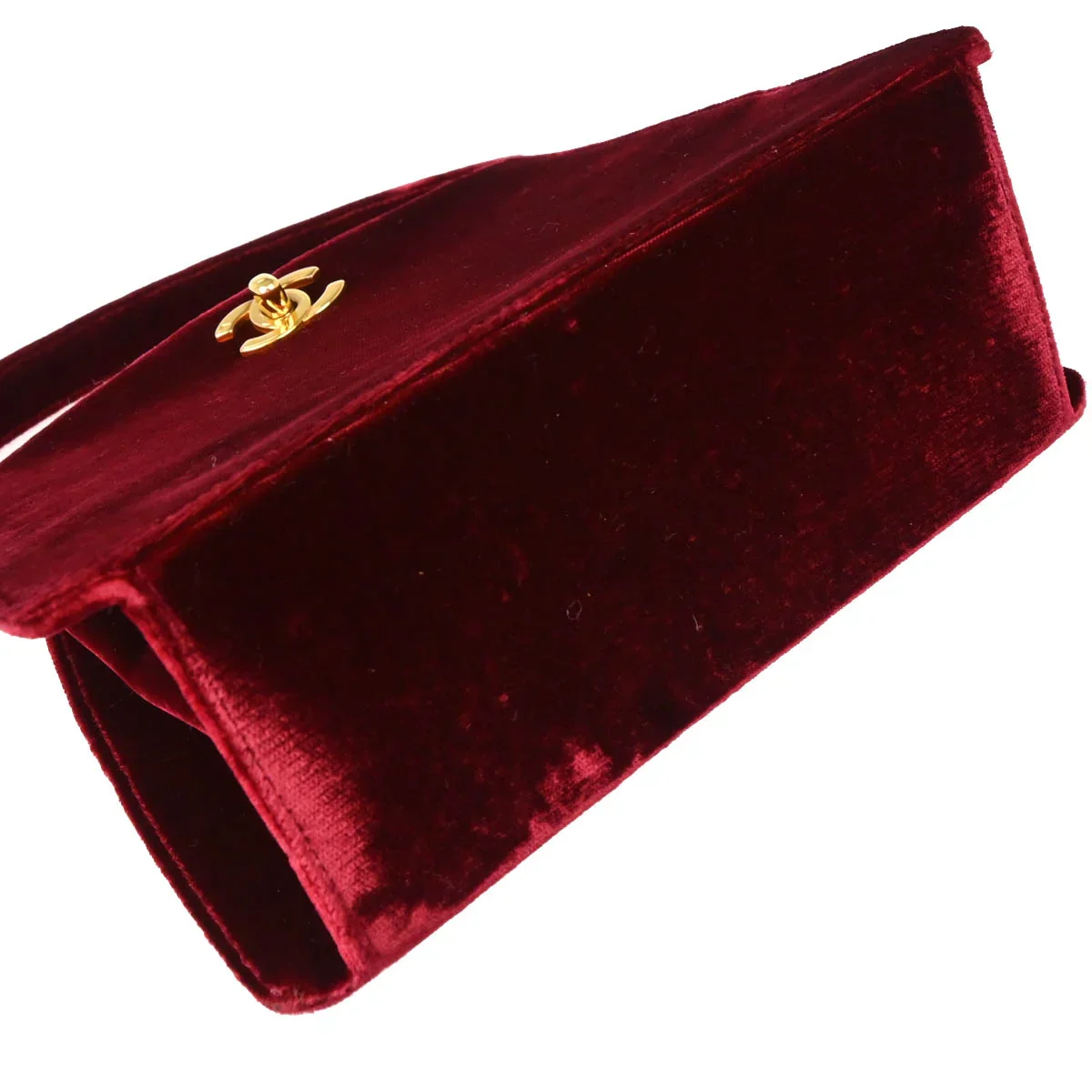 Chanel 1996-1997 Bordeaux Velvet Double Sided Turnlock Handbag - Image 9