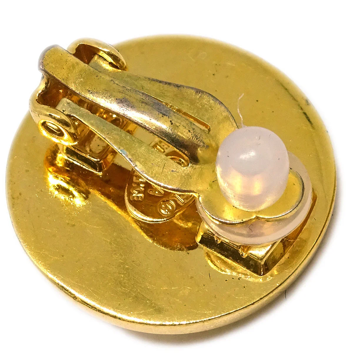 Chanel Gold Turnlock Button Earrings Clip-On 97A - Image 3
