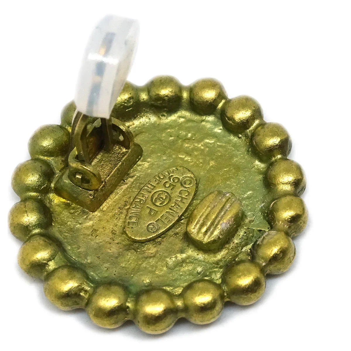 Chanel 1995 Button Earrings Clip-On Gold 95P - Image 4