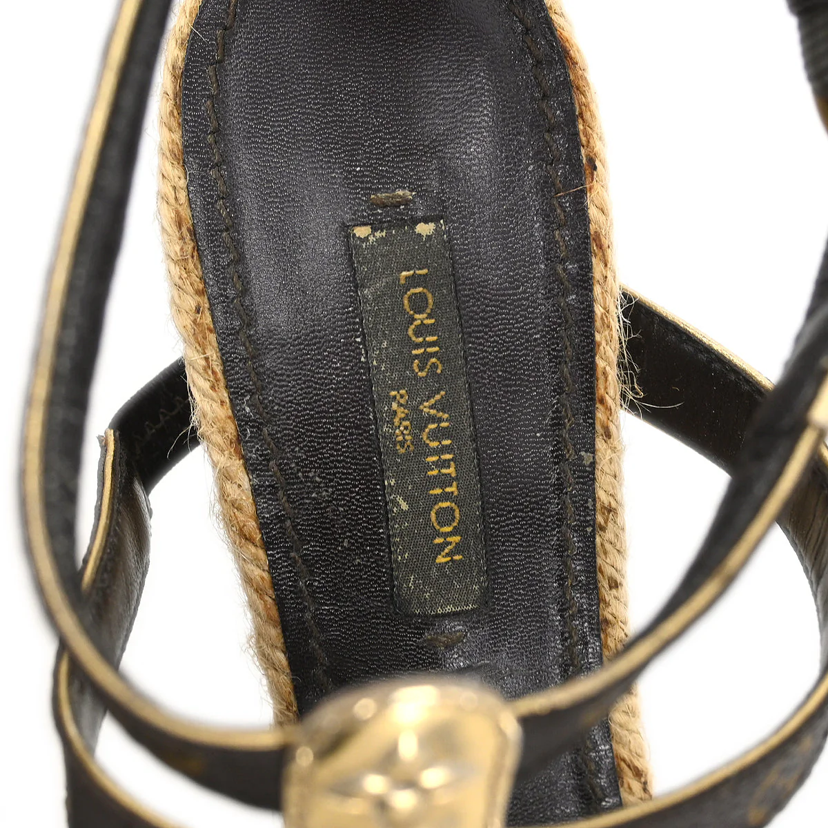 Louis Vuitton * 2011 Monogram Wedge Ankle Strap Sandals Shoes #35 1/2 - Image 6